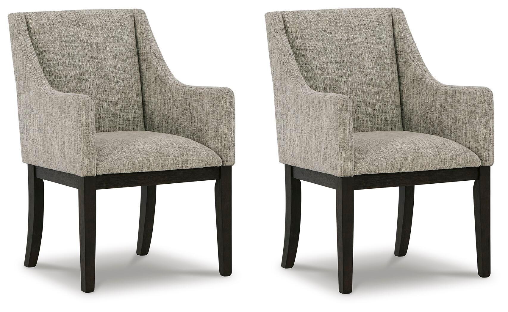 Burkhaus - Dining UPH Arm Chair (Set of 2) - Beige / Dark Brown - Image 1