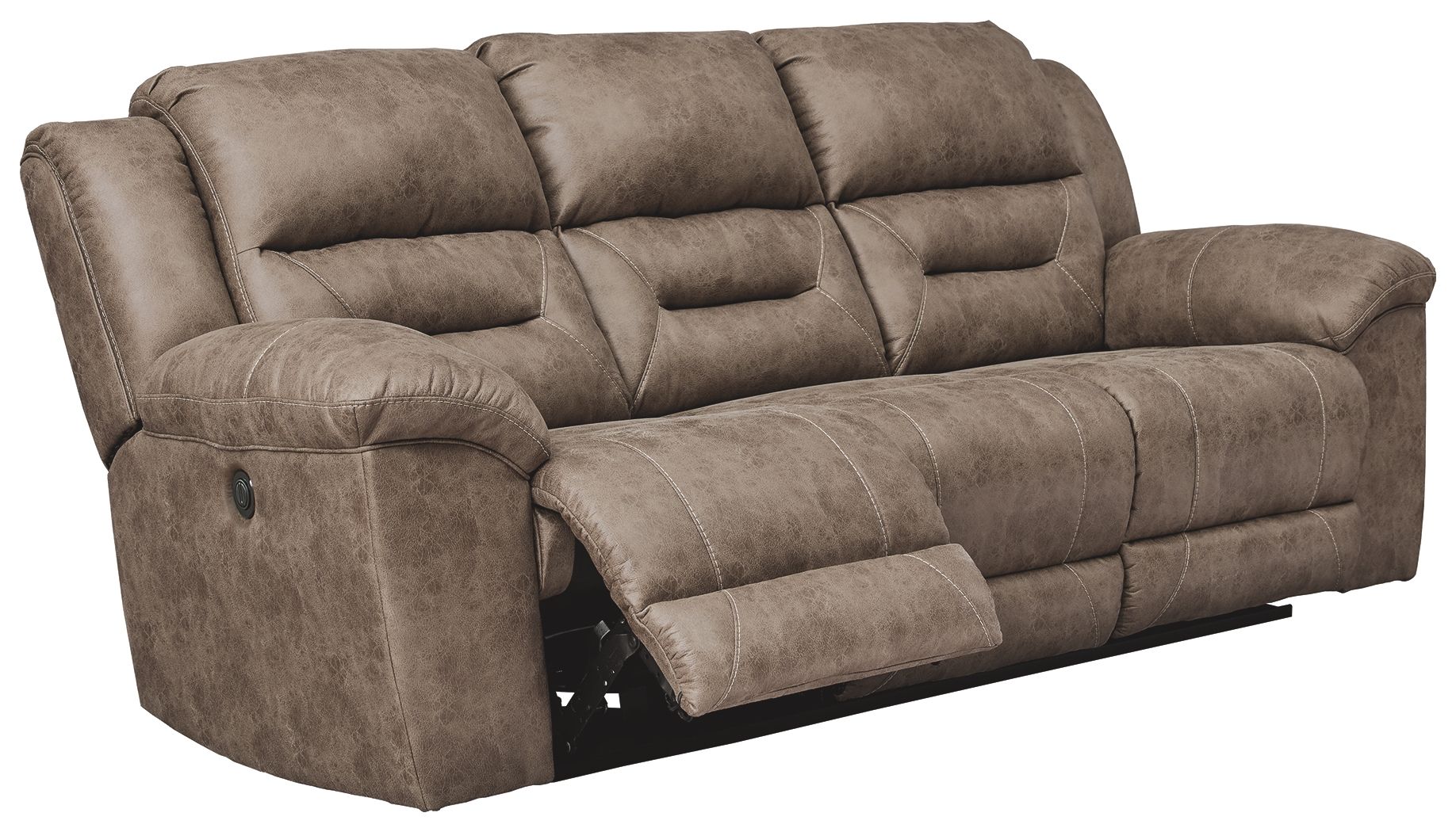 Stoneland - Power Reclining Sofa - Faux Leather - Fossil - Image 3