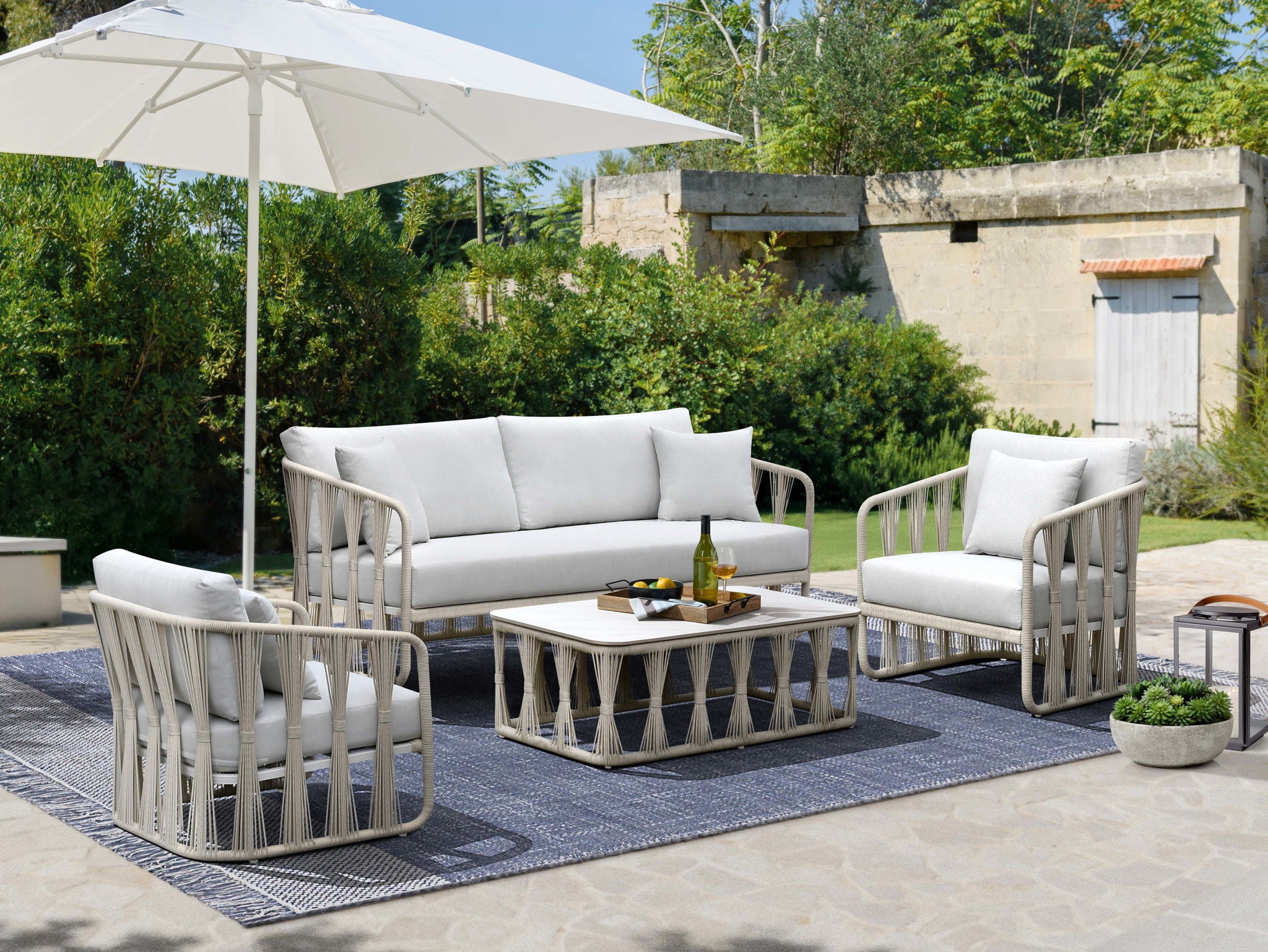 Alexa - Outdoor Seating Chair With Pillow - White - Image 2