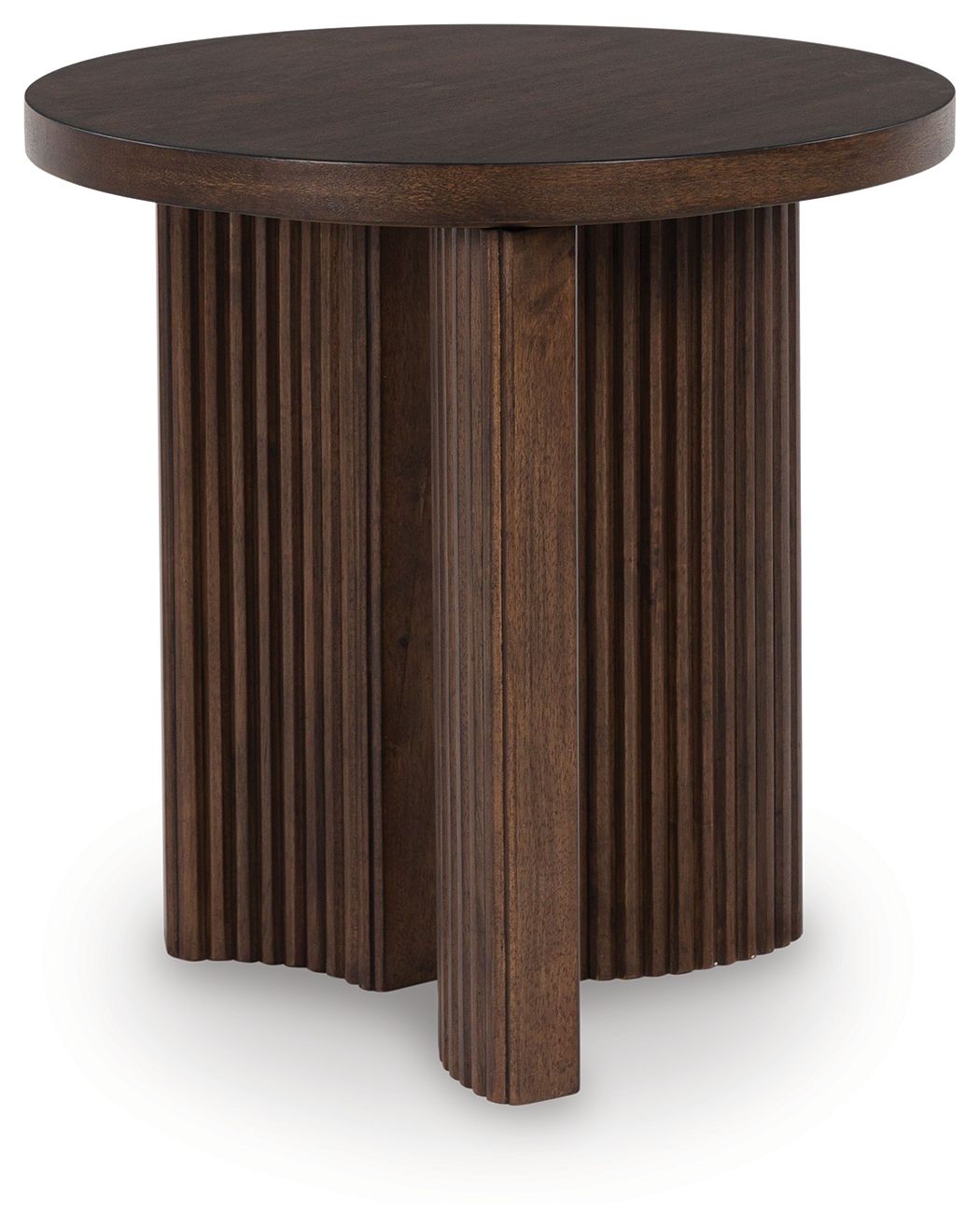 Korestone - Round End Table - Dark Brown - Image 1