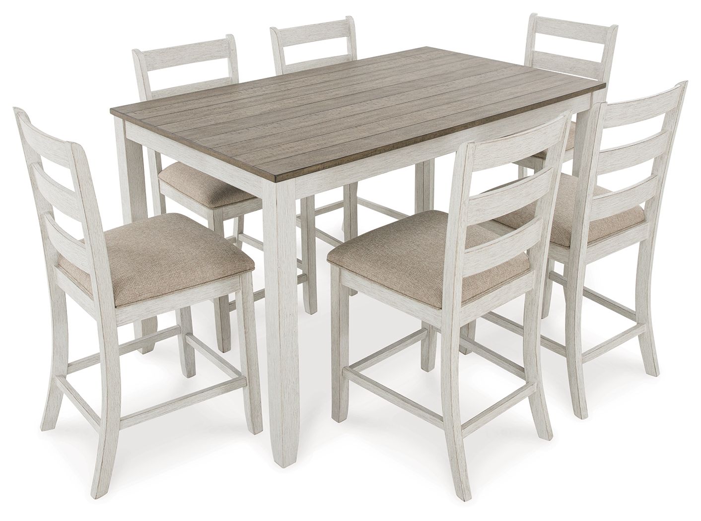 Skempton - Counter Height Dining Table and Bar Stools (Set of 7) - White / Light Brown - Image 3