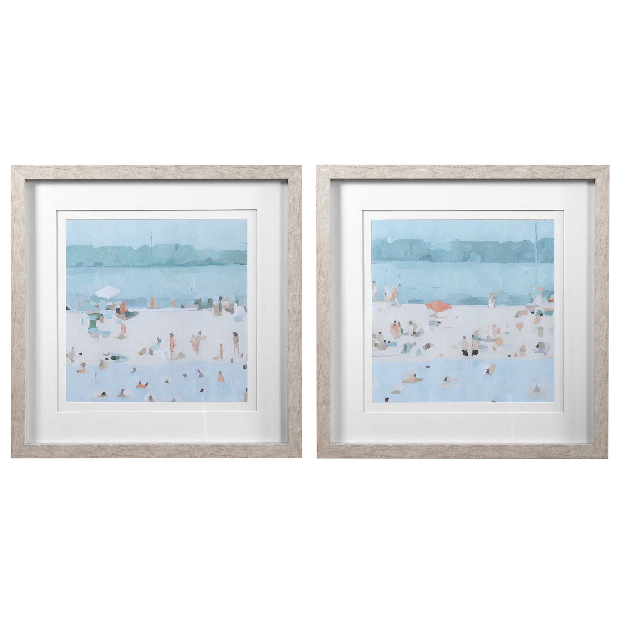 Sea Glass Sandbar - Framed Prints (Set of 2) - Light Blue - Image 1