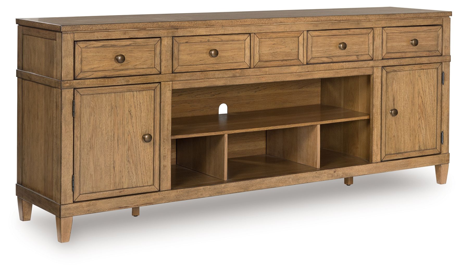 Sharlance – XL TV Stand With Fireplace Option – Light Brown