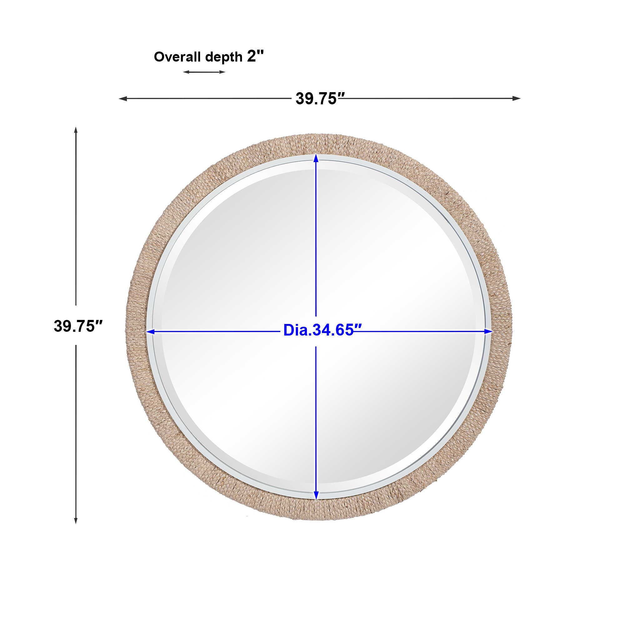 Carbet - Round Rope Mirror - Light Brown - Image 3