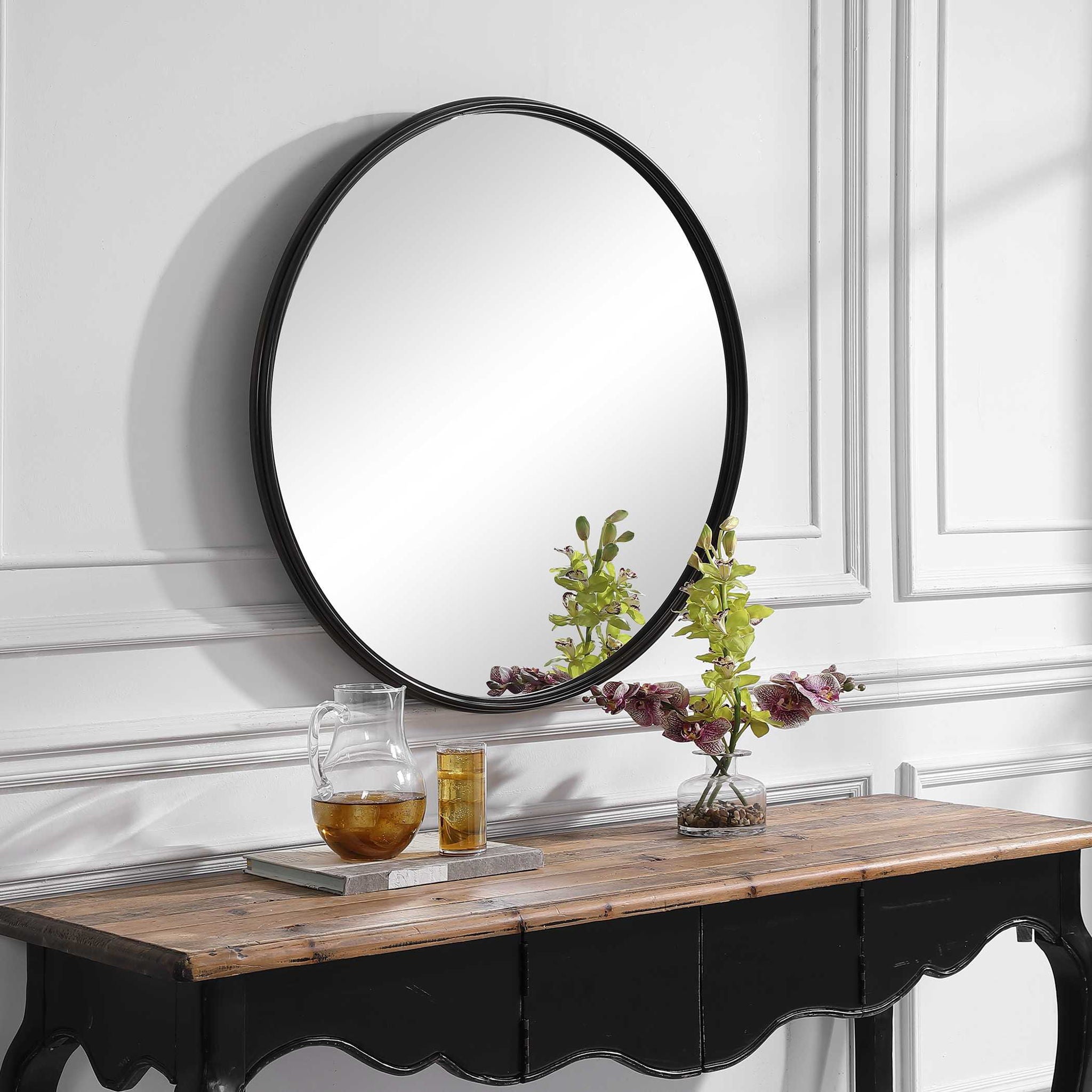 Belham - Round Iron Mirror - Black - Image 3