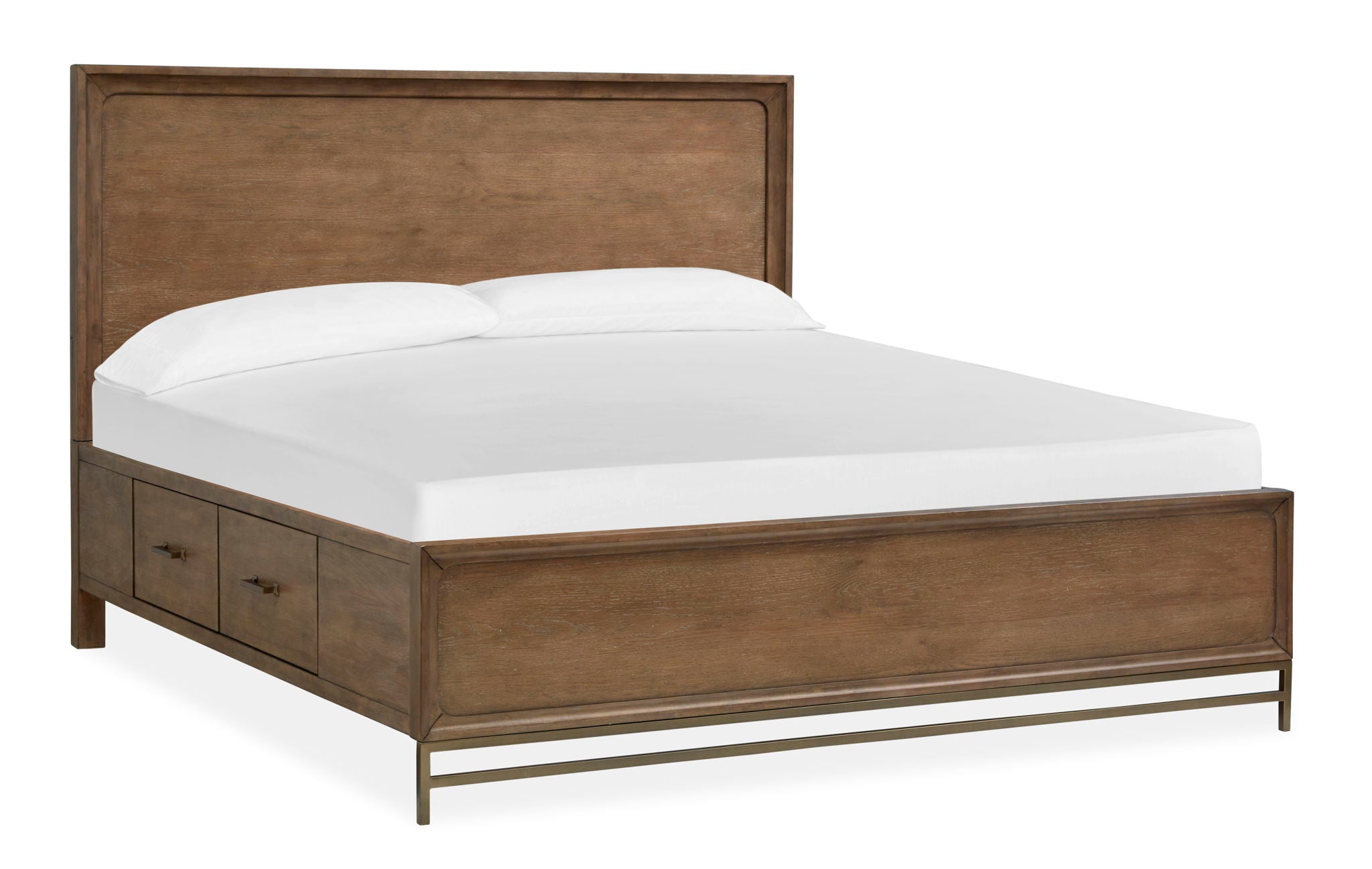 Lindon - Complete Panel Bed With Storage Rails - Belgian Wheat - Image 3
