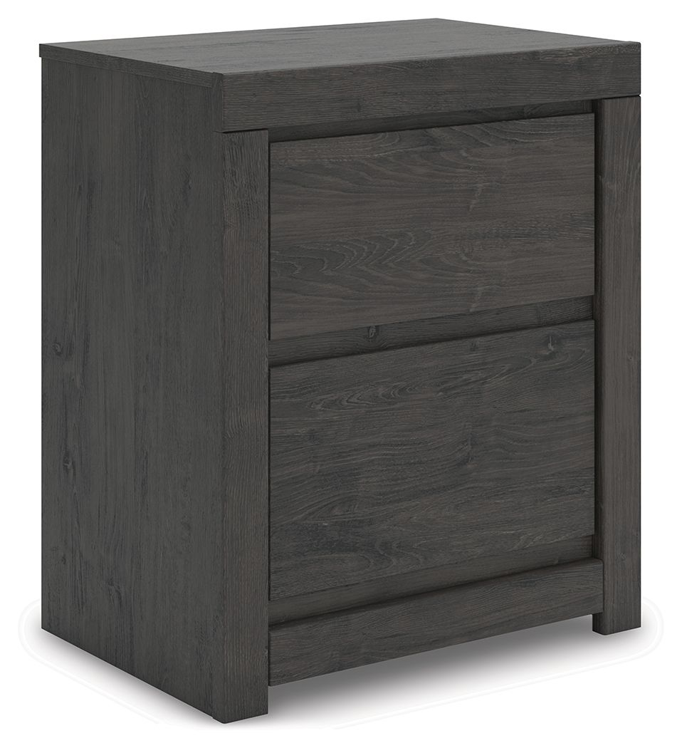 Fraluna – Two Drawer Night Stand – Charcoal