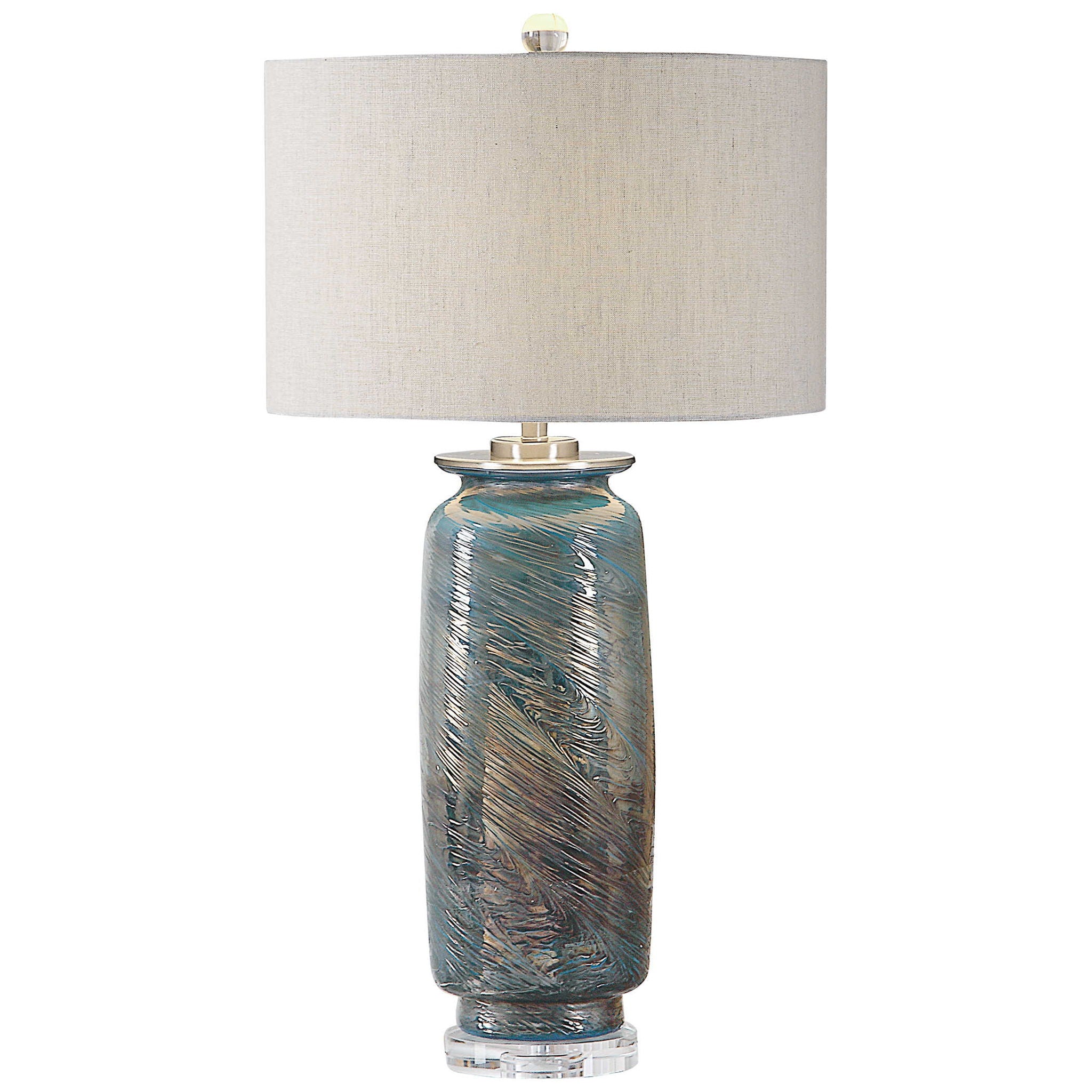 Olesya - Swirl Glass Table Lamp - Blue - Image 1