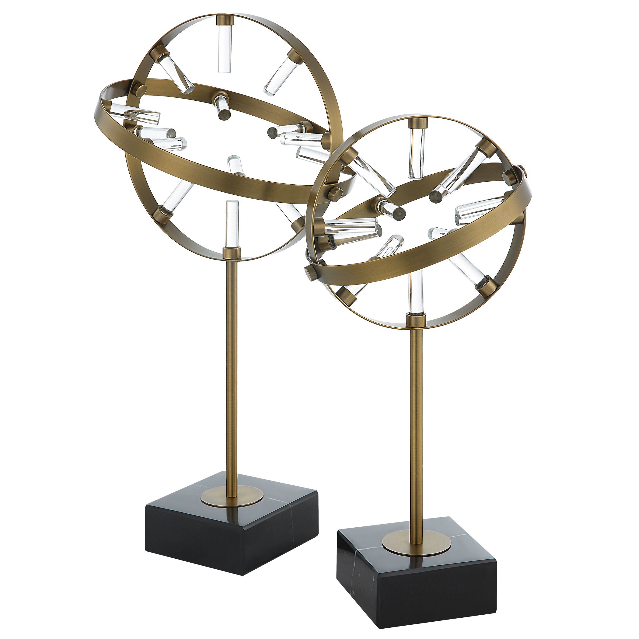 Realm - Spherical Brass Sculptures (Set of 2) - Gold - Image 1