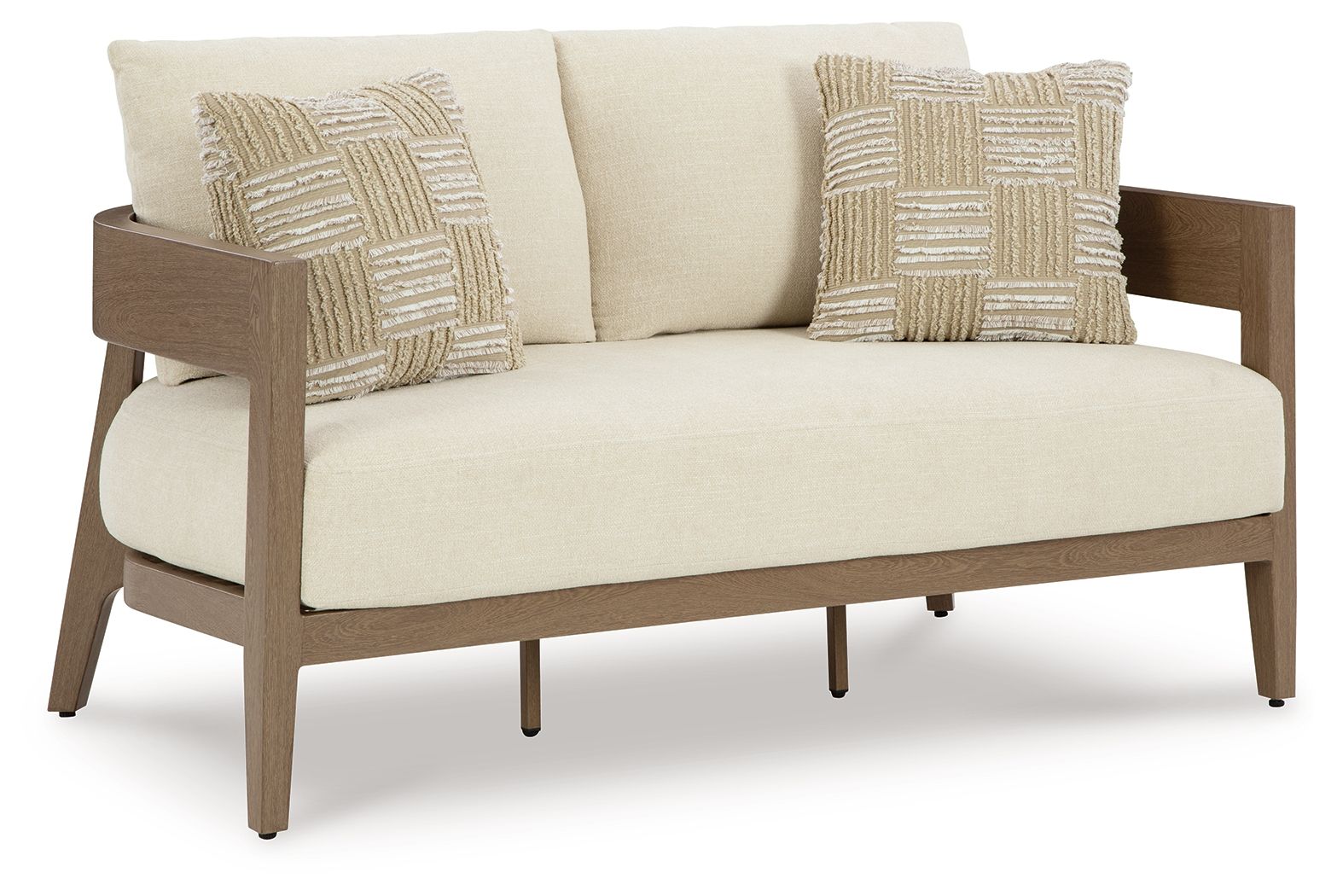 Serene Bay – Loveseat With Cushion – Dark Brown / White