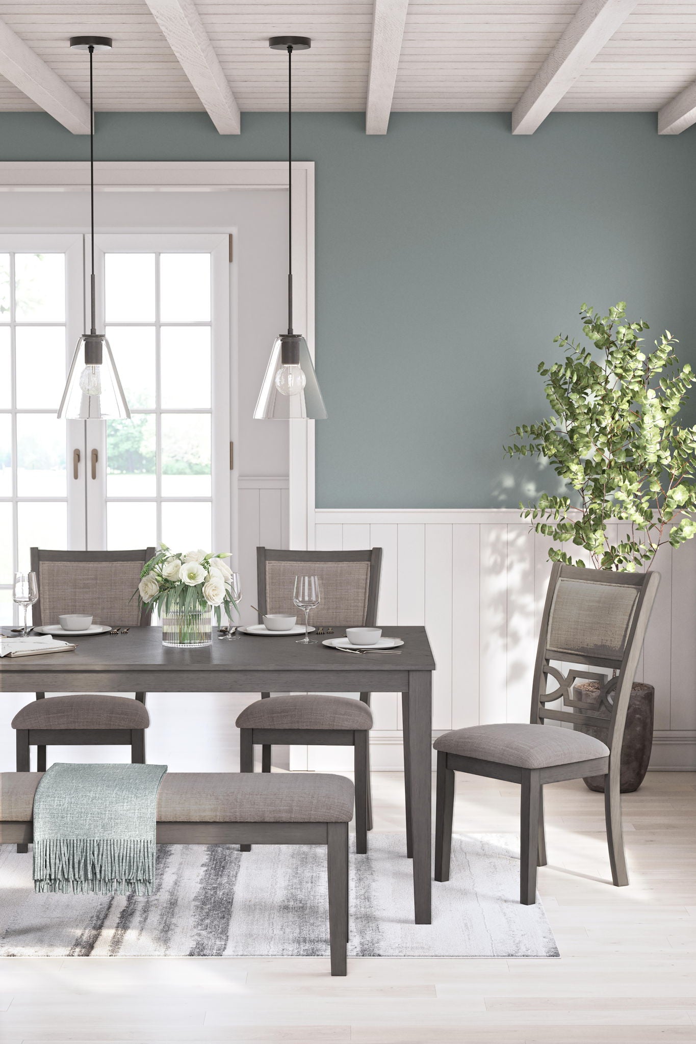 Wrenning - Dining Room Table Set (Set of 6) - Gray - Image 3
