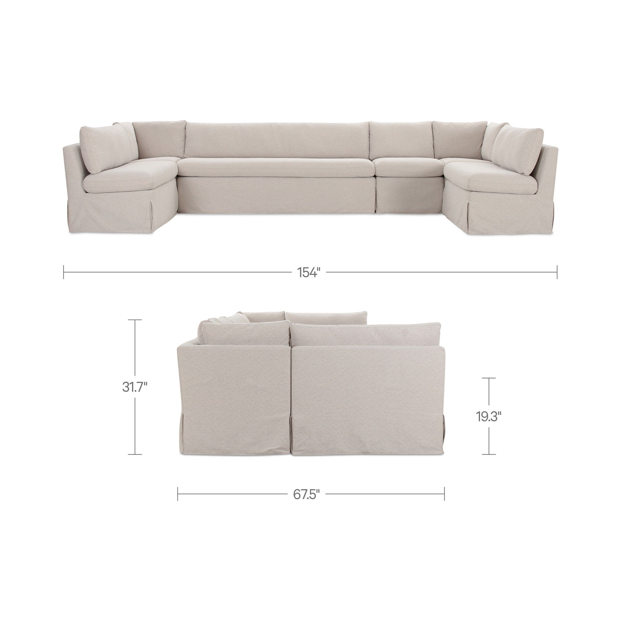 Fable - Slipcover Dining Banquette U-Shape - Beige - Image 3