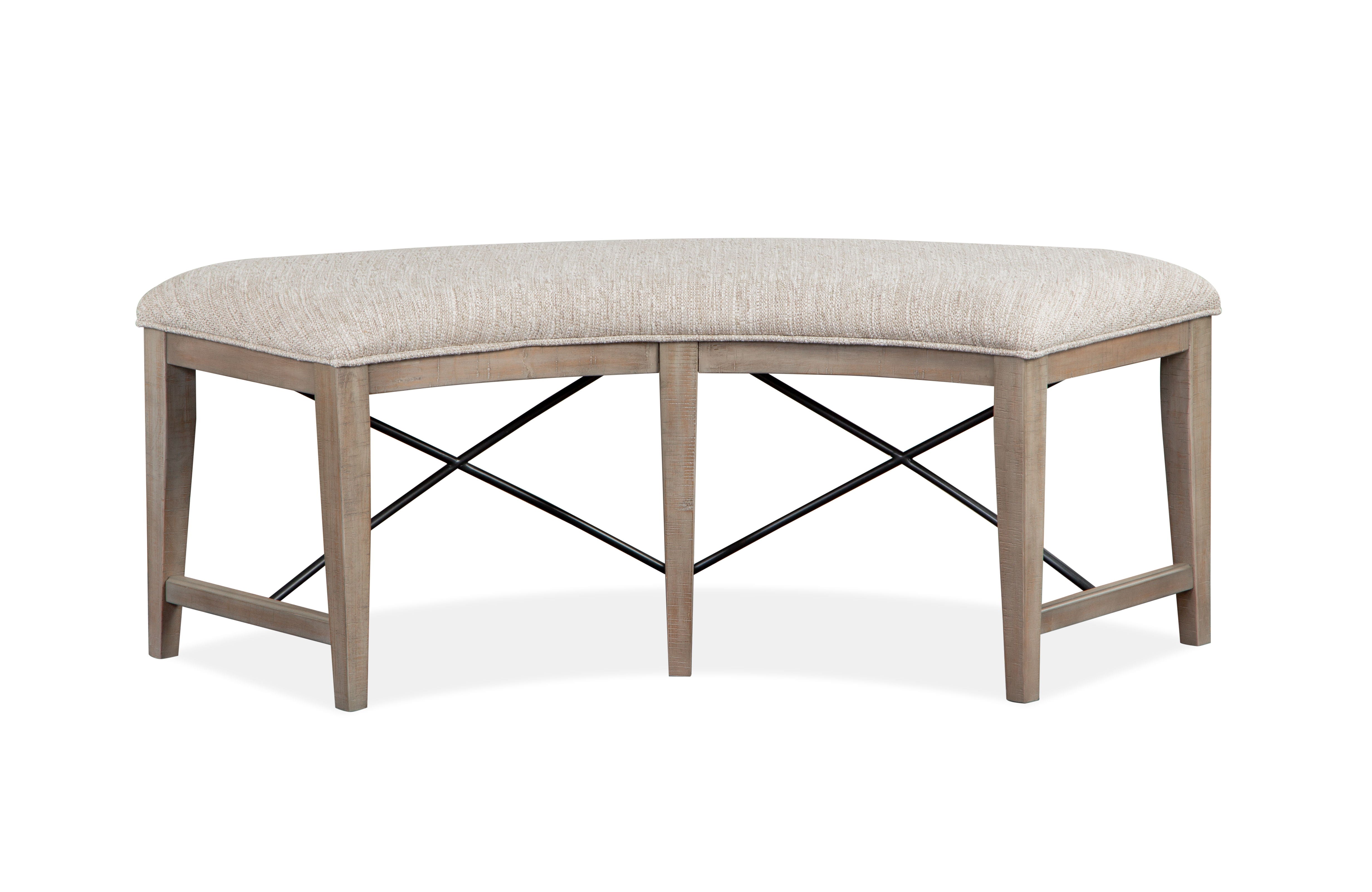 Paxton Place - Curved Bench With Upholstered Seat - Dovetail Gray - Image 1