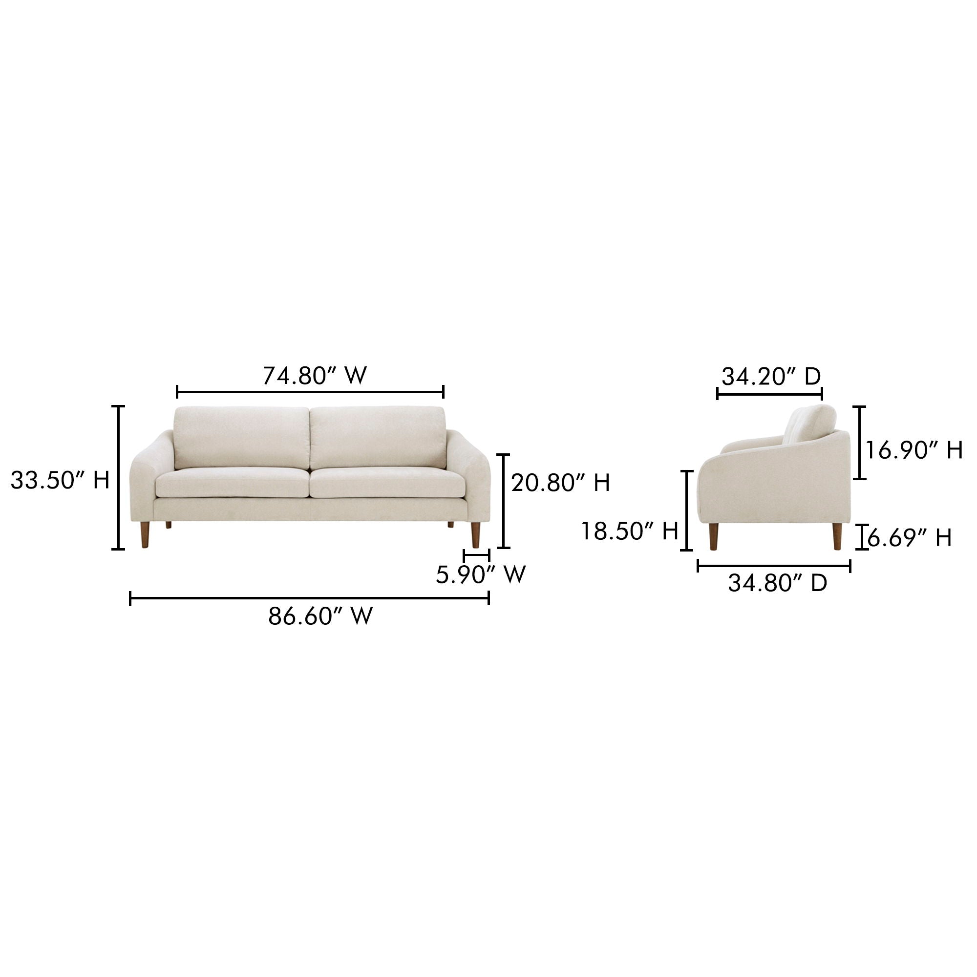 Quinn - Sofa - Oatmeal - Image 3