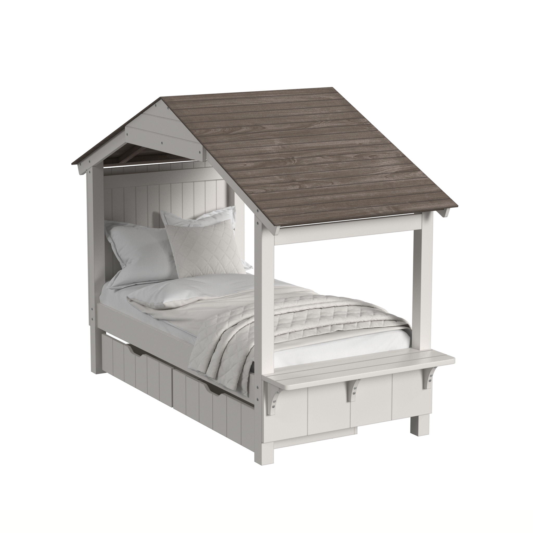 Lodge – Twin Bed With Full Roof – Cookies / Cream