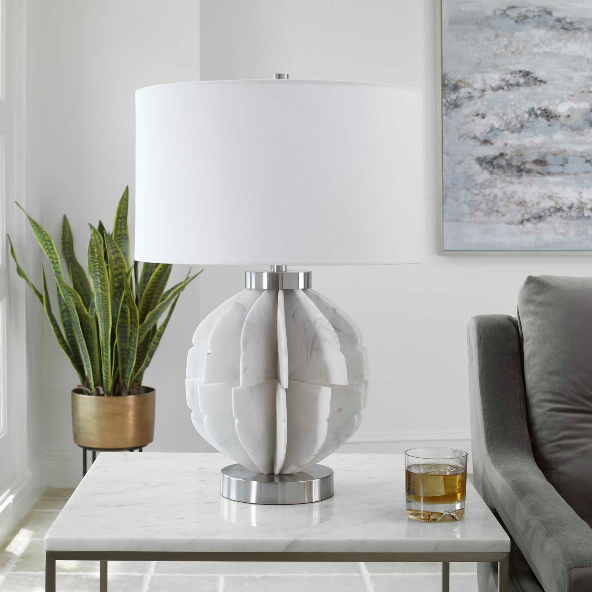 Repetition - Marble Table Lamp - White - Image 3