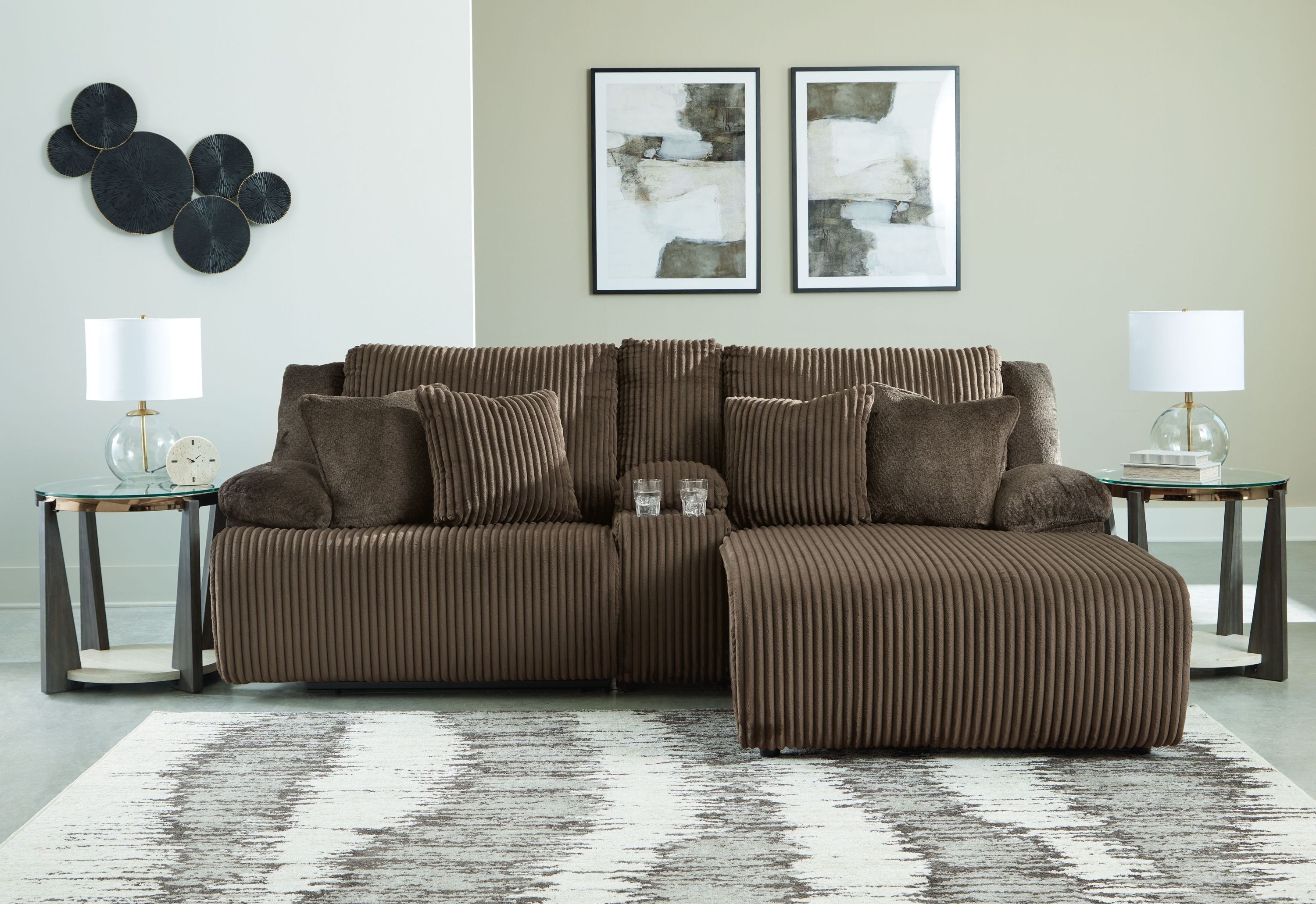 Top Tier - 3-Piece Reclining Sectional Sofa With Raf Press Back Chaise - Fabric - Chocolate - Image 2