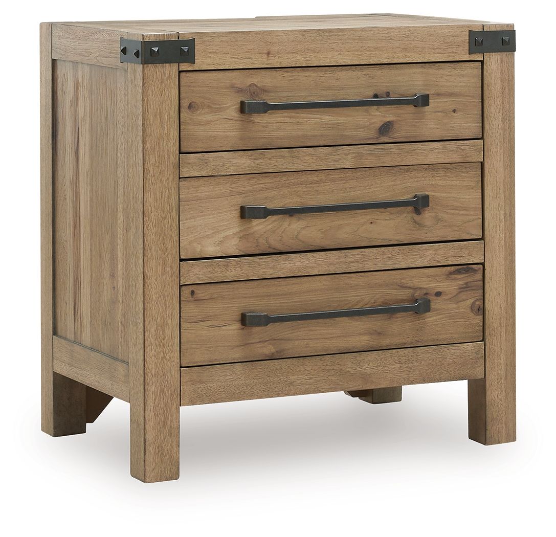 Ridgester – Three Drawer Night Stand – Light Brown