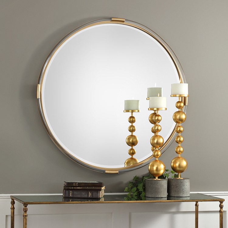 Mackai Round Gold Wall Mirror - Image 2