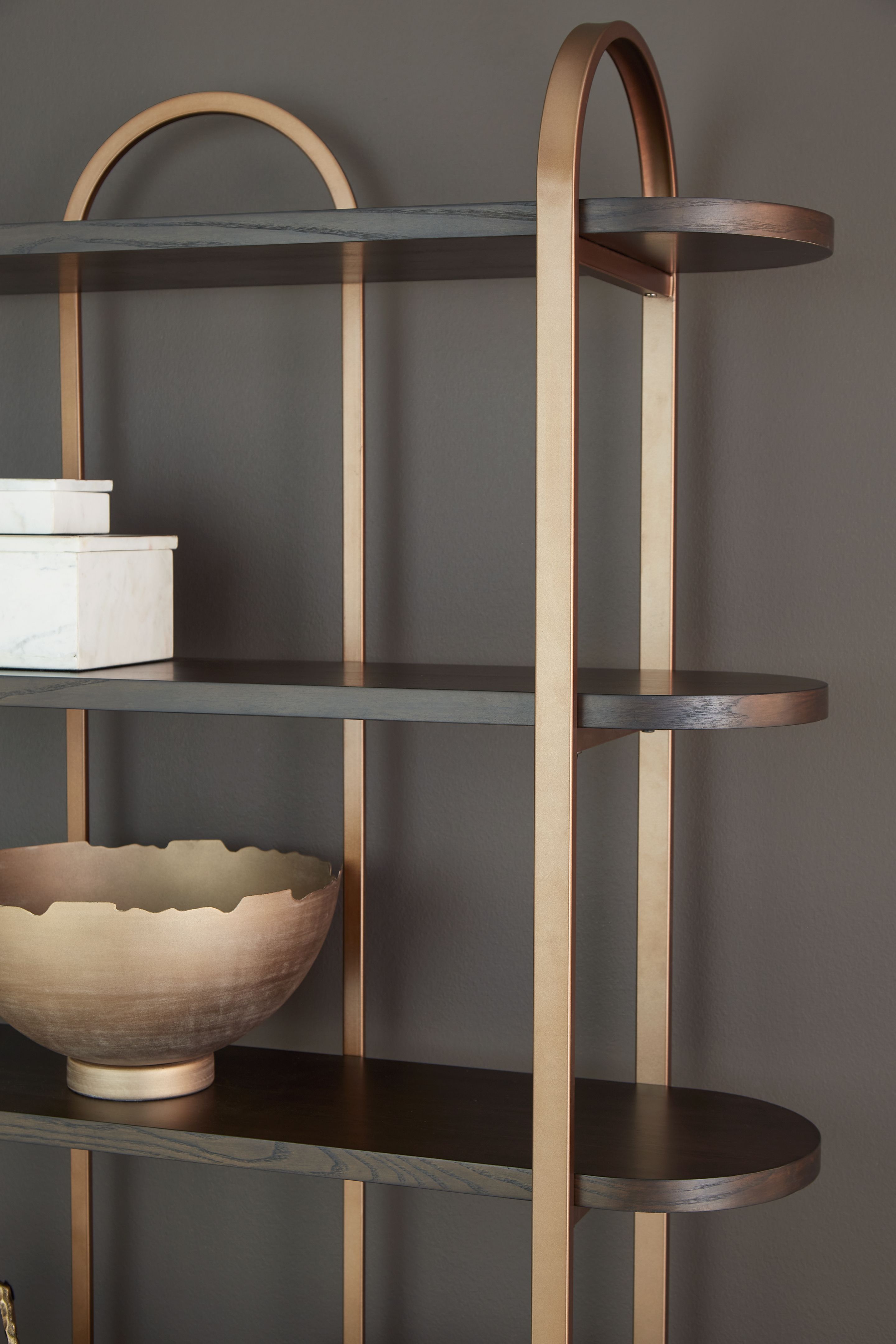 Brentmour - Bookcase - Brown / Gold Finish - Image 3