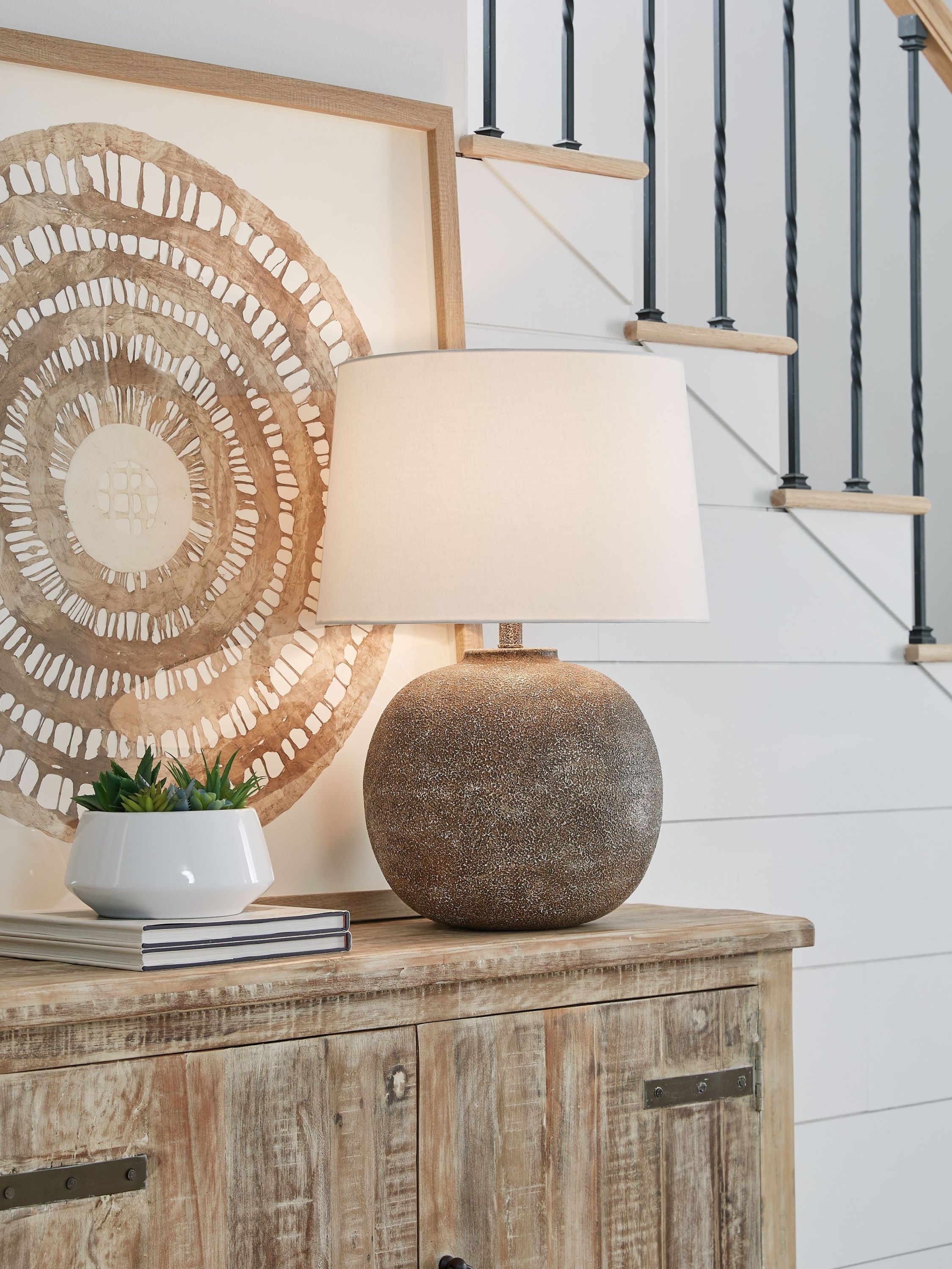 Neavesboro - Metal Table Lamp - Antique Brown / White - Image 3