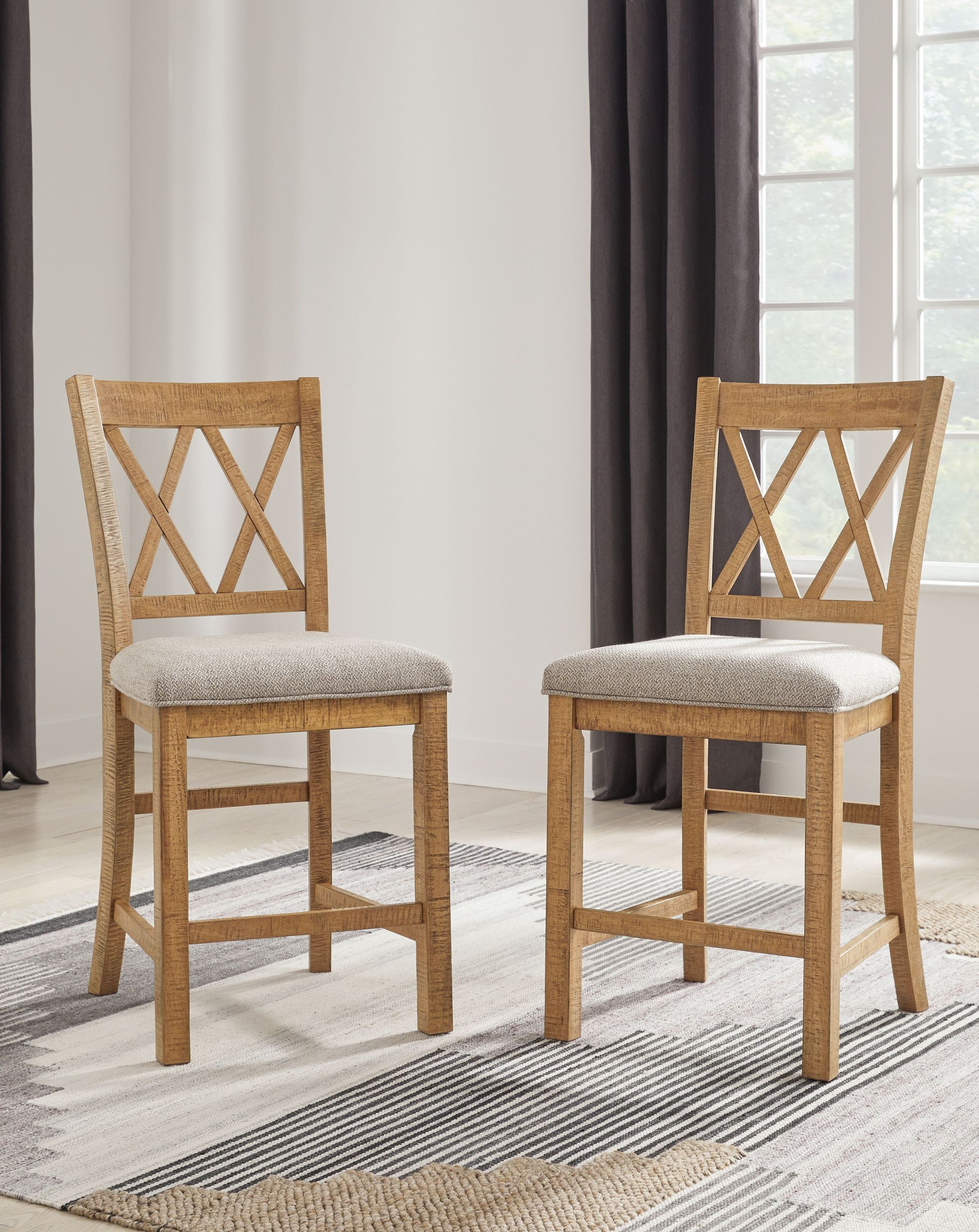 Havonplane - Upholstered Barstool (Set of 2) - Brown - Image 3
