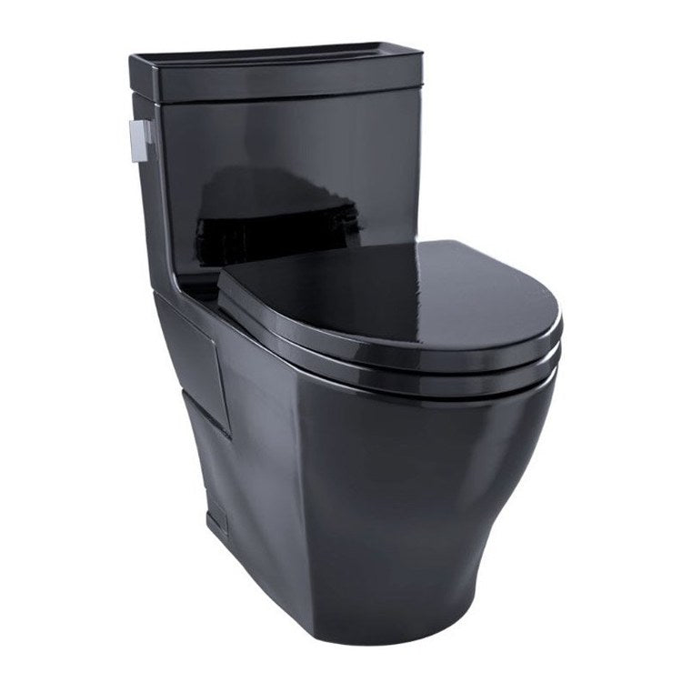 Toilet Legato 1 Piece Universal Height Washlet Ready Ebony Elongated WaterSense ADA 1.28 Gallons per Flush Tornado Left Hand Chrome Trip Lever SoftClose - Image 1