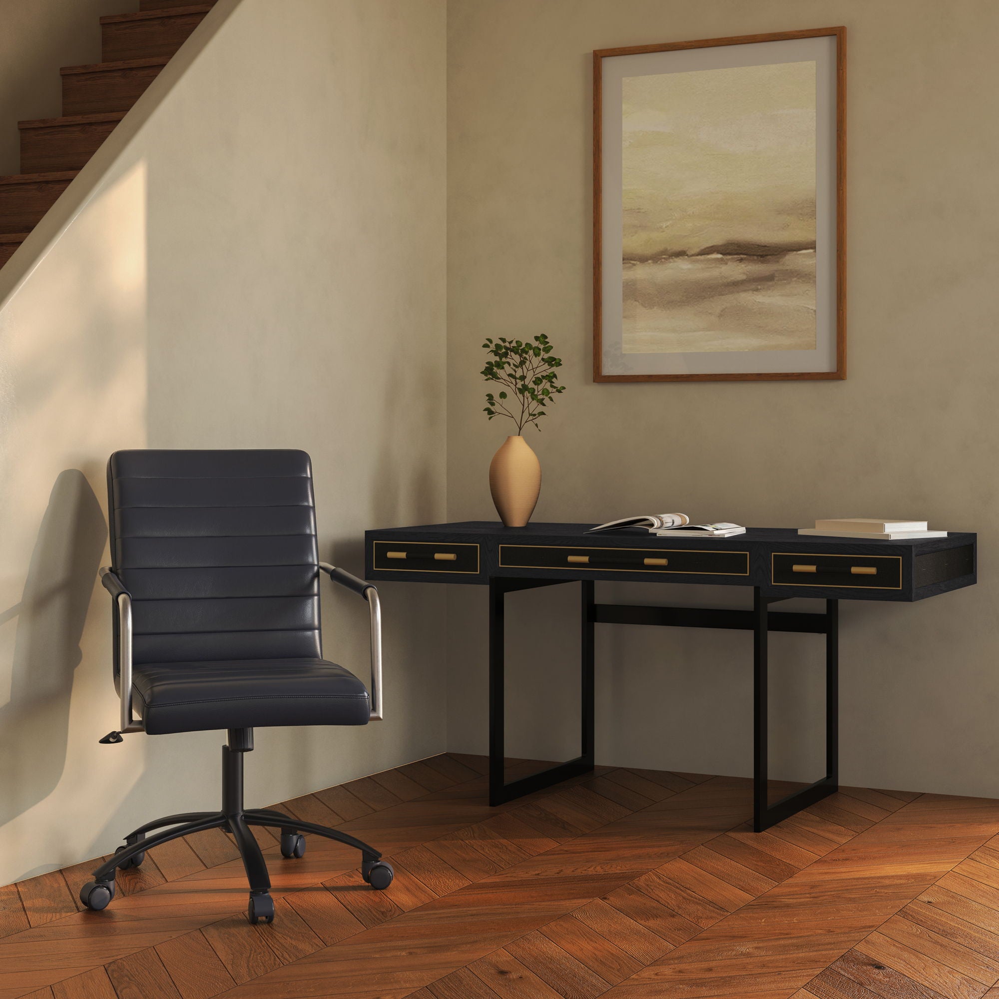 Roy - Leather Office Chair - Black - Image 3