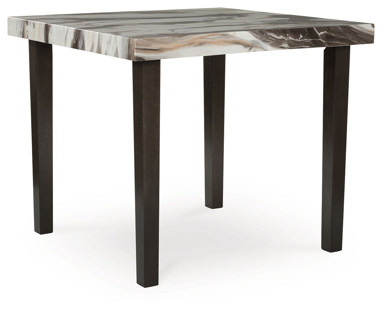 Jeshina – Square Dining Room Counter Table – Dark Brown / Beige