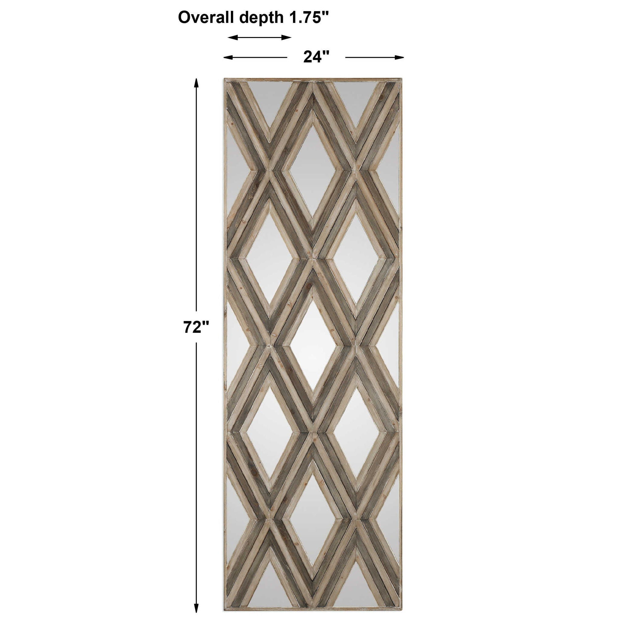 Tahira - Geometric Argyle Pattern Wall Mirror - Light Brown - Image 3