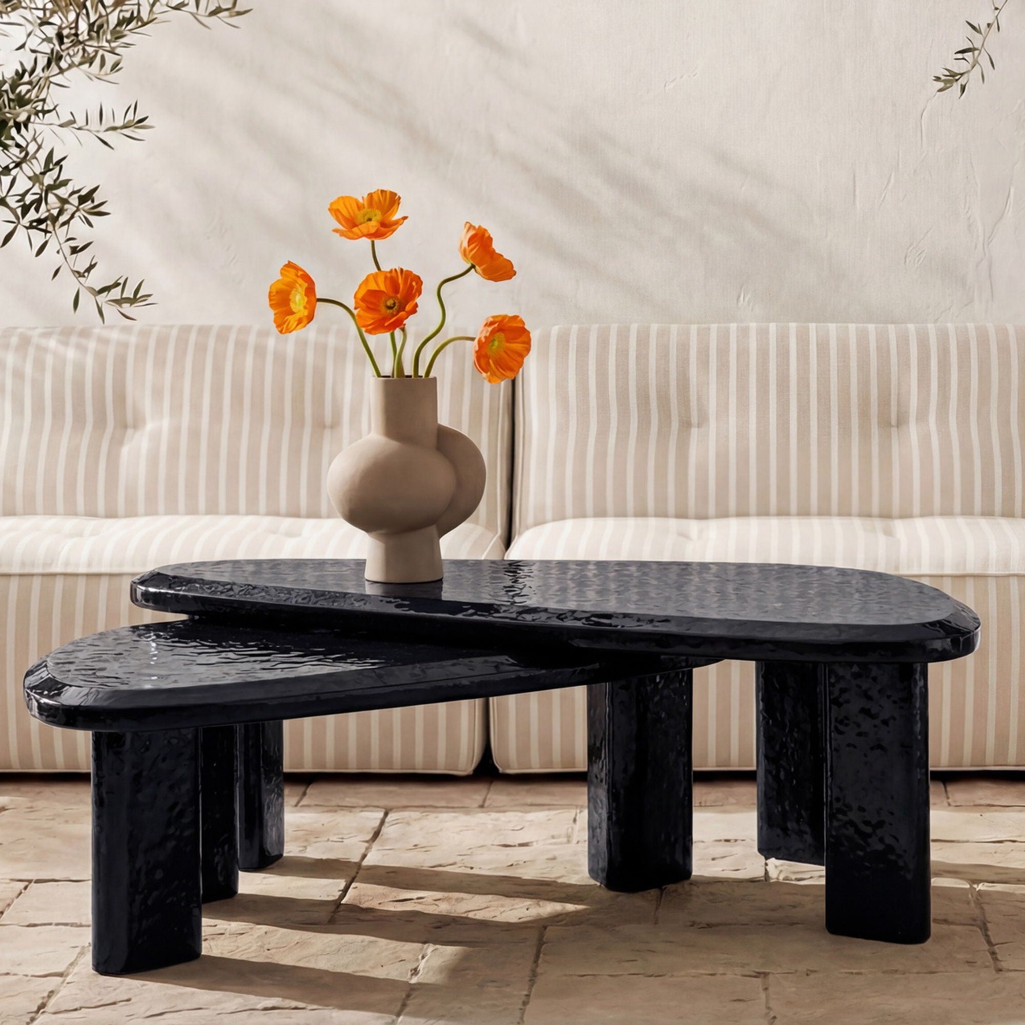 Sophie – Outdoor Nesting Table Set – Charcoal Lacquer / Gray