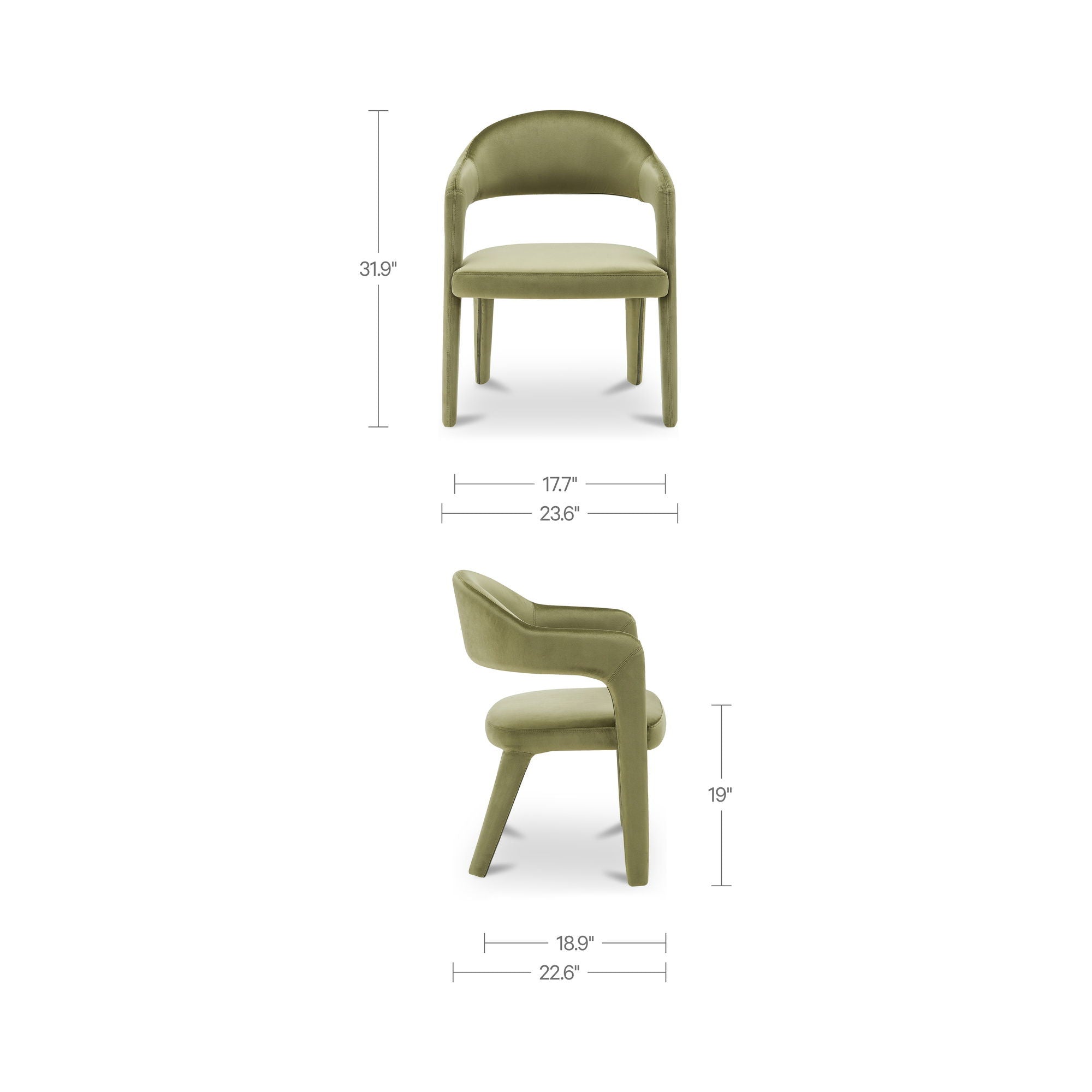 Martens - Dining Chair Velvet - Green - Image 2