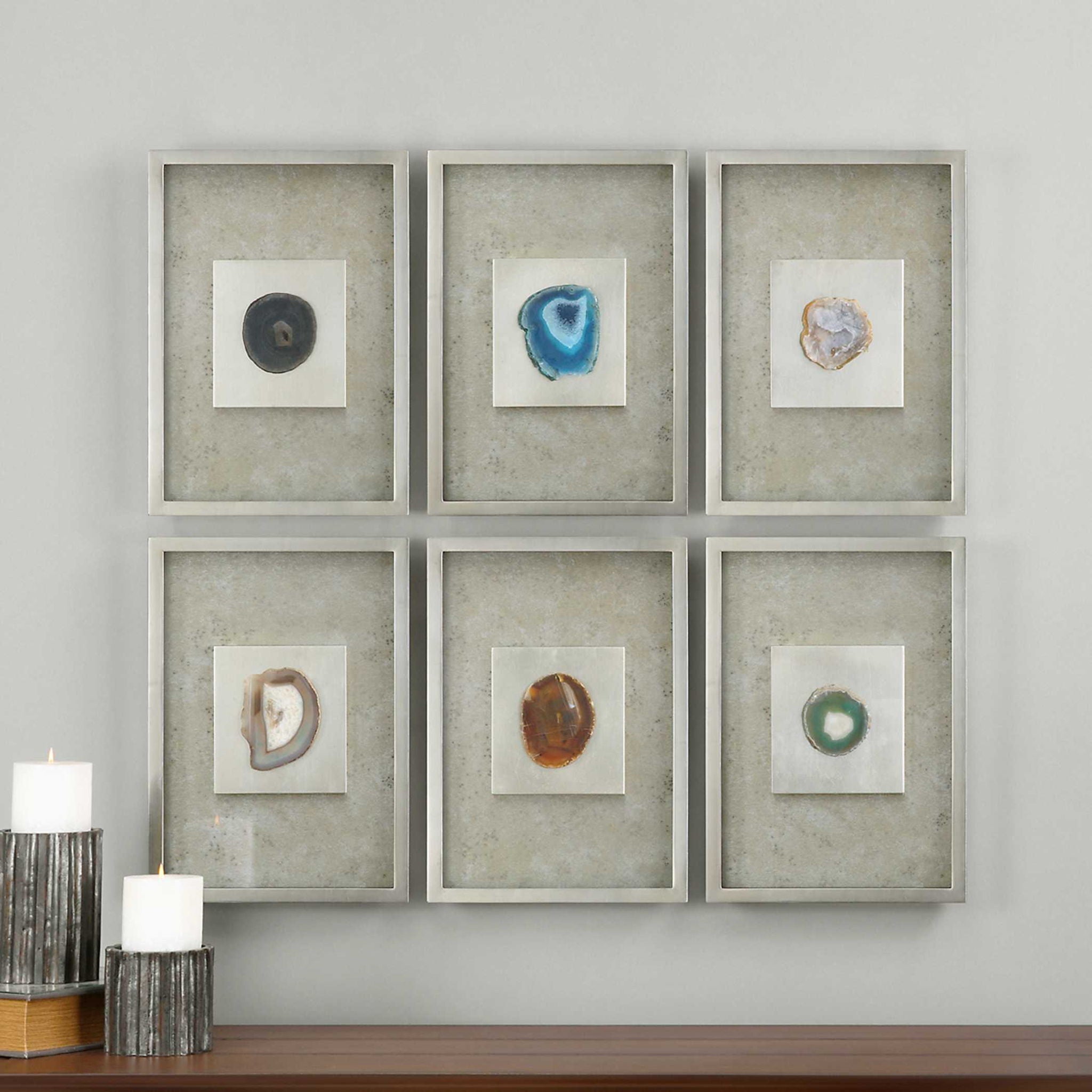 Agate - Stone Wall Art (Set of 6) - Silver - Image 2