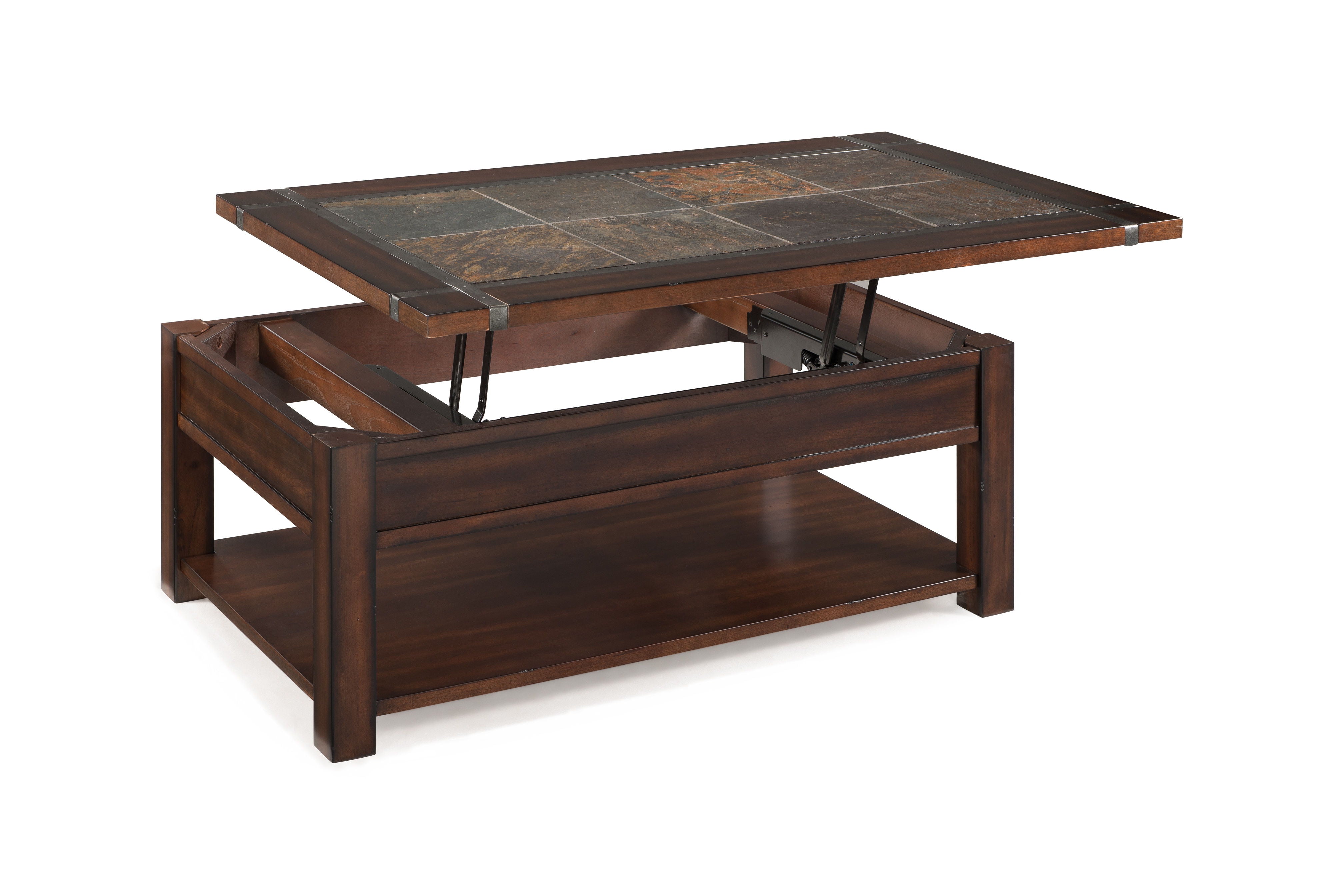 Roanoke - Rectangular Lift Top Cocktail Table (With Casters) - Cherry And Slate - Image 2