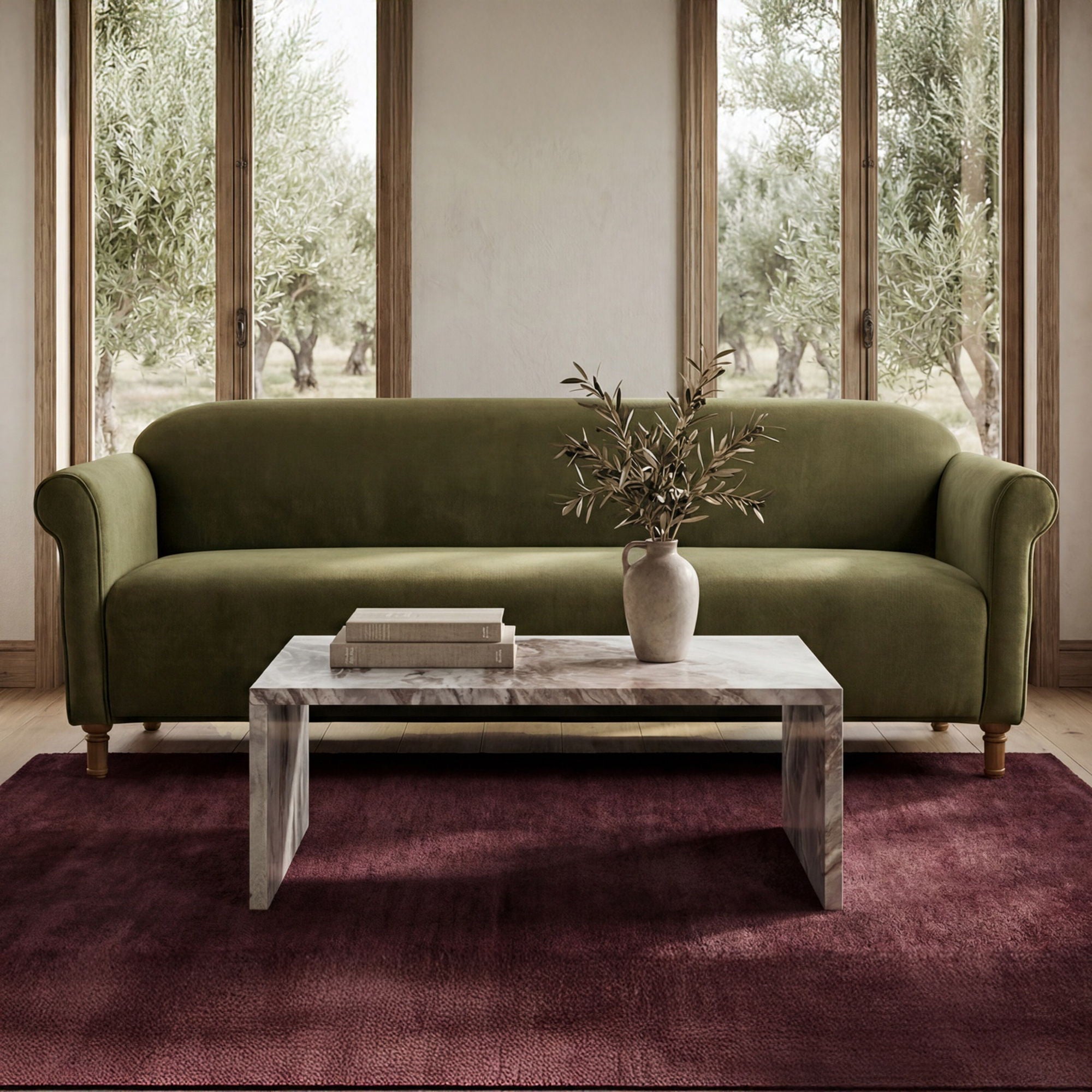 Harmony – Sofa Faux Mohair – Dark Green