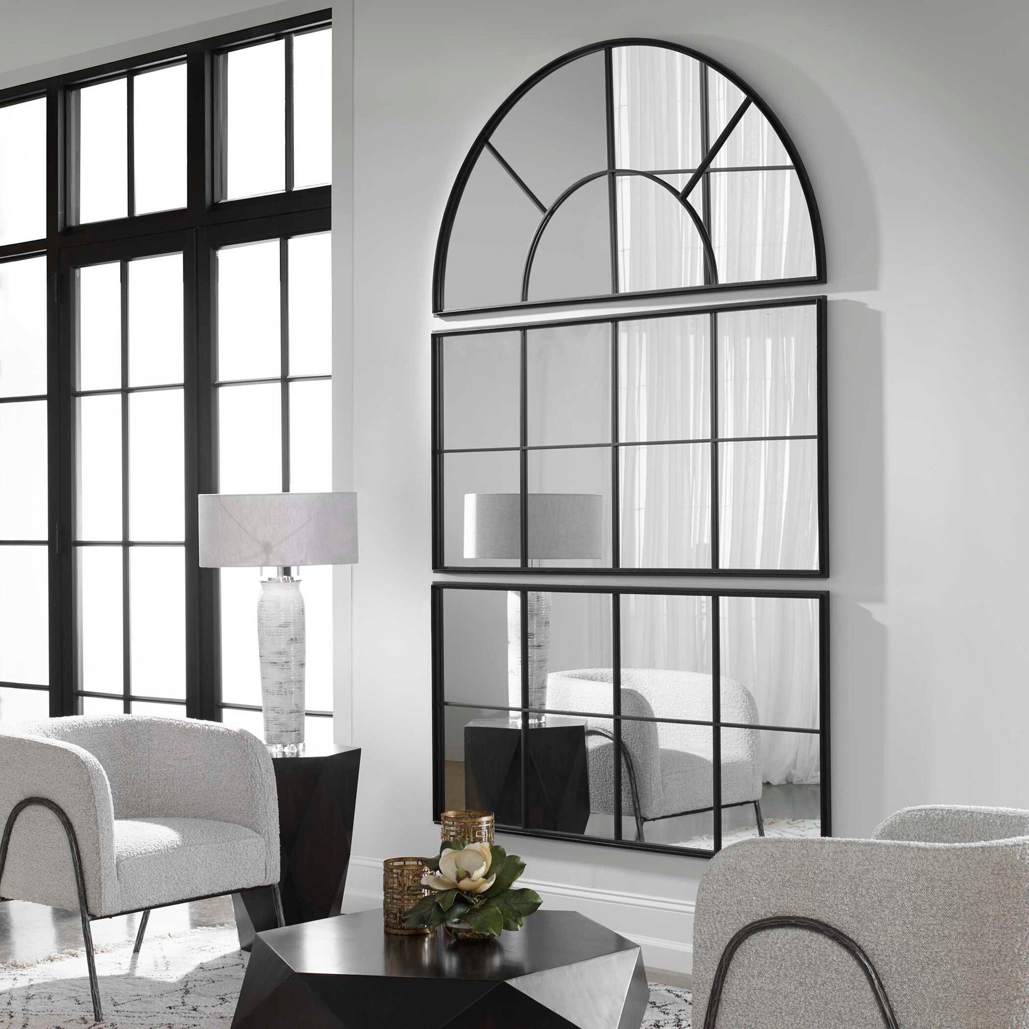 Rousseau - Iron Window Mirror - Black - Image 3