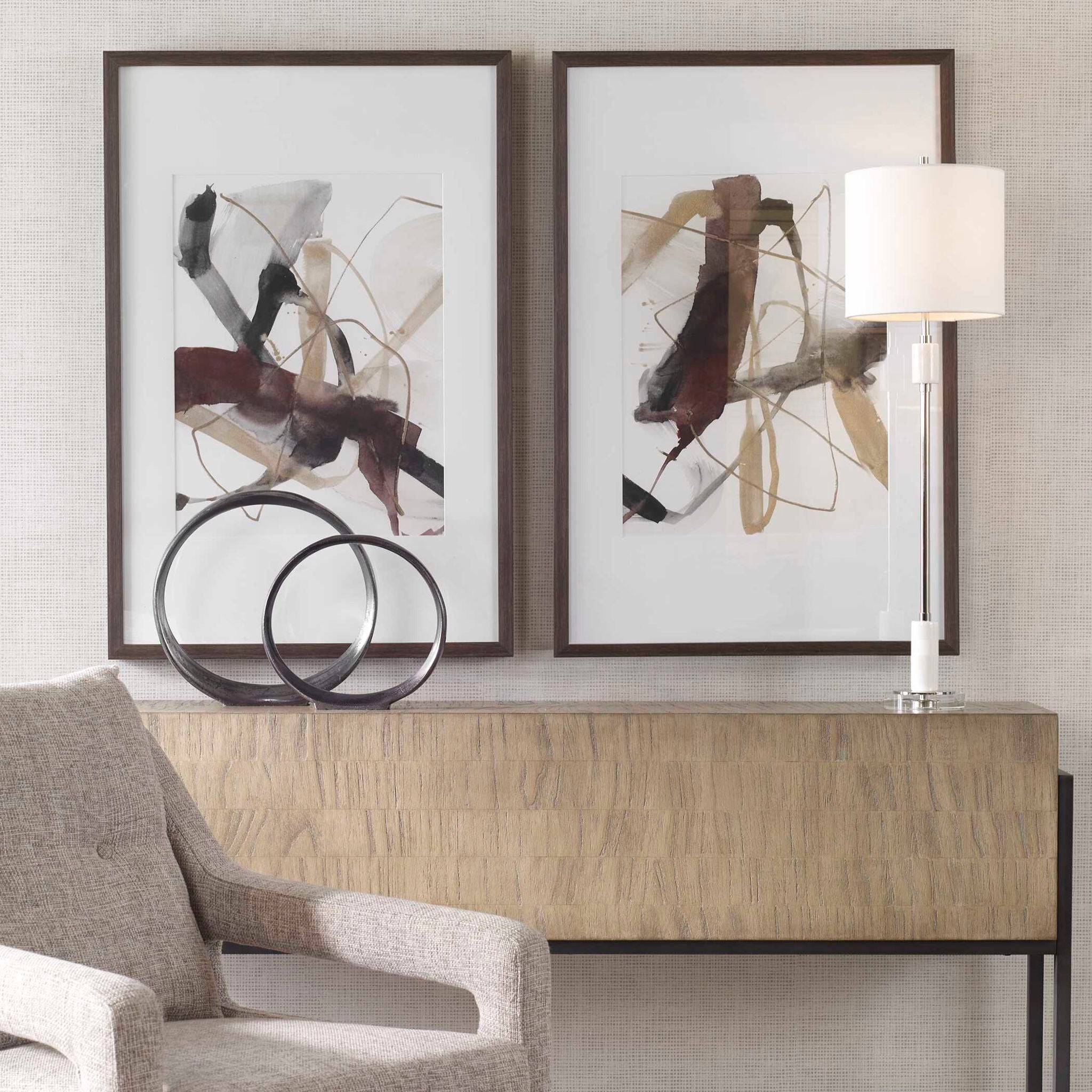 Burgundy Interjection - Abstract Prints (Set of 2) - Dark Brown - Image 3