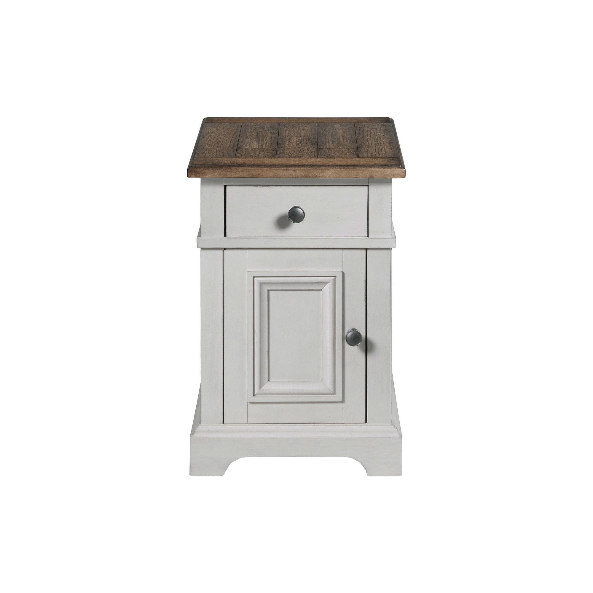 Drake - Chairside Table - Rustic White / French Oak - Image 2