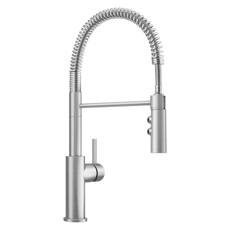 Kitchen Faucet Catris Semi-Pro 1 Lever CALGreen Stainless Steel Pull Down with Dual Spray with Flexible Spring 360 DEG Swivel 1 Hole 1.5 Gallons per Minute - Image 1