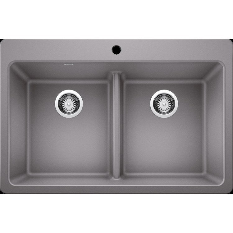Kitchen Sink Corence 33 x 22 Inch Double Bowl Equal Double 1 Hole Metallic Gray - Image 1