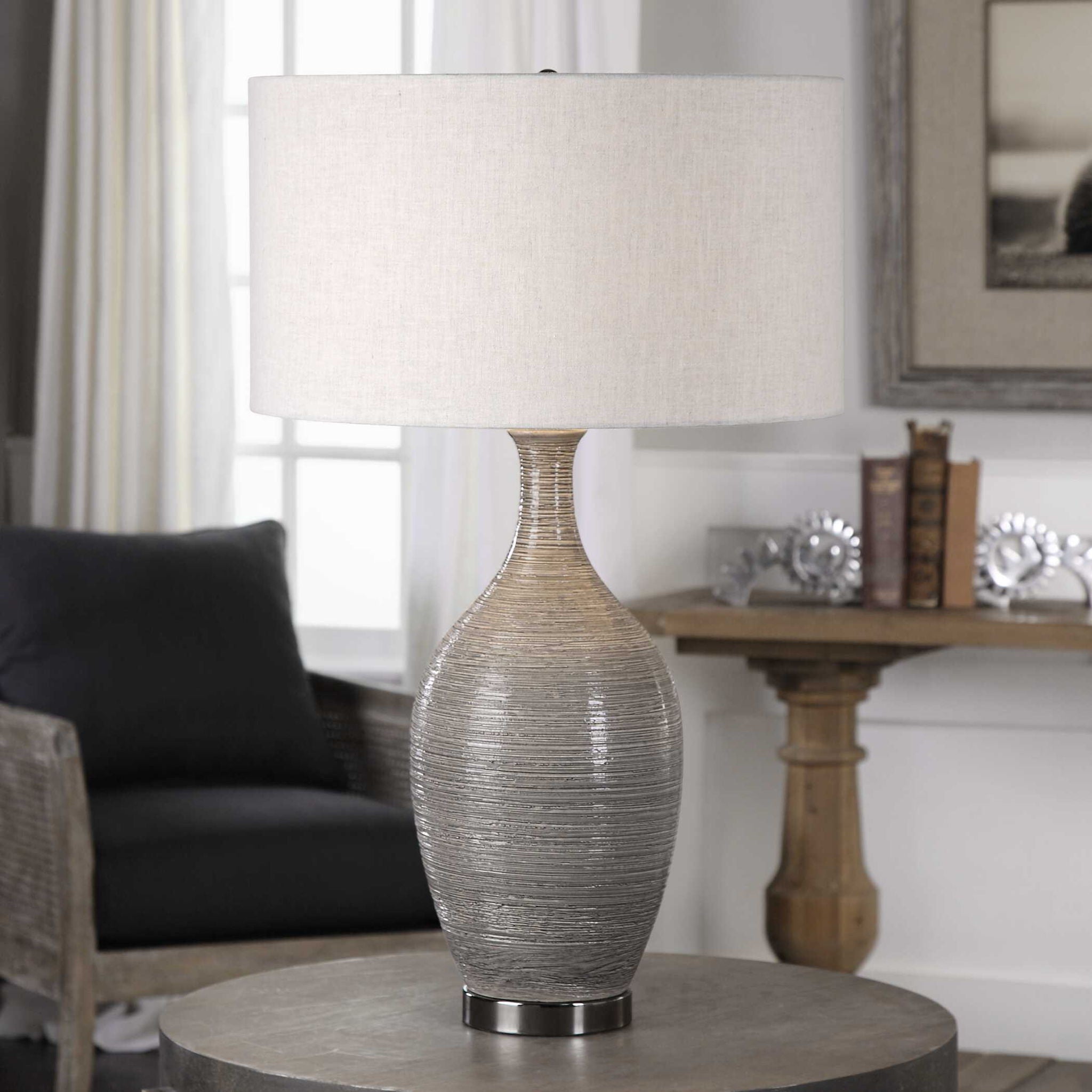 Dinah - Textured Table Lamp - Gray - Image 3