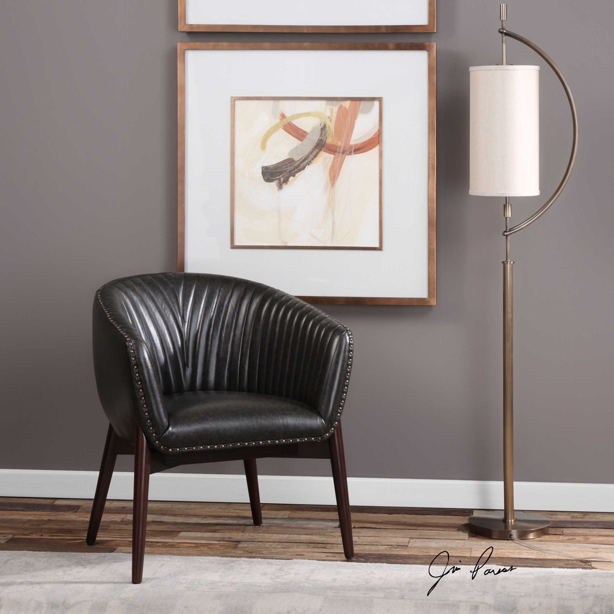 Anders - Chenille Accent Chair - Black - Image 3