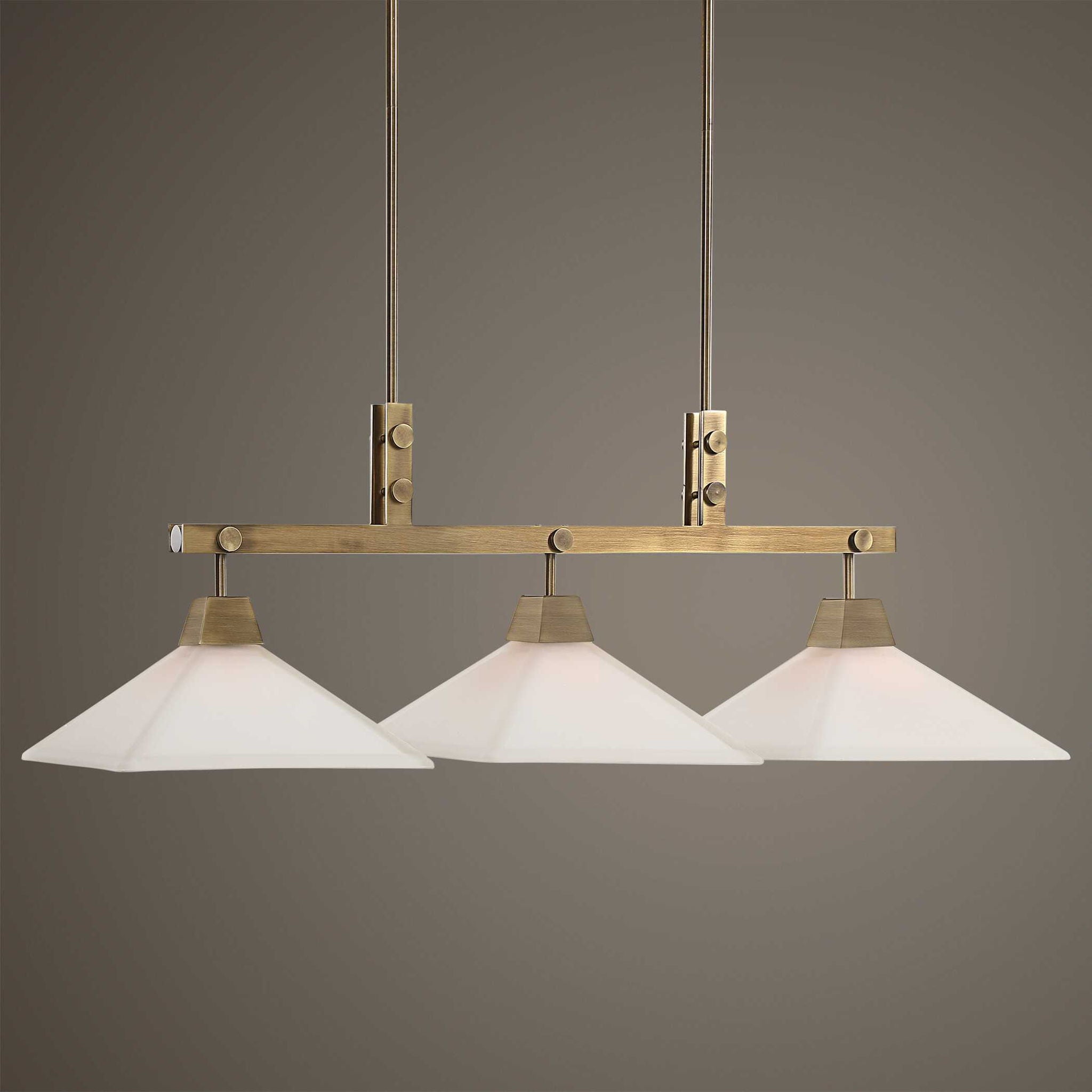 Brookdale - Industrial 3 Light Linear Chandelier - Gold - Image 3