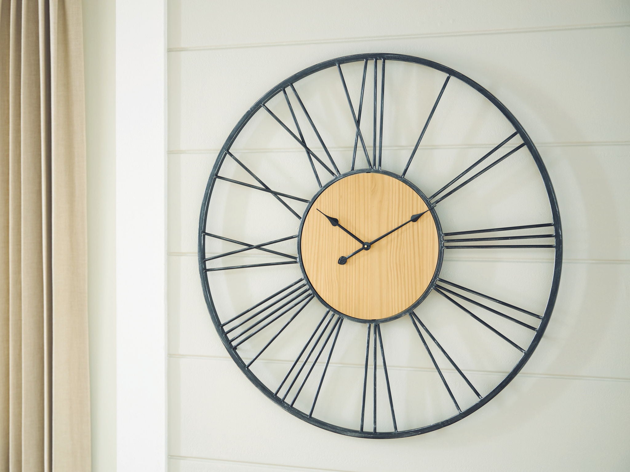Brockett - Wall Clock - Black / Natural - Image 3