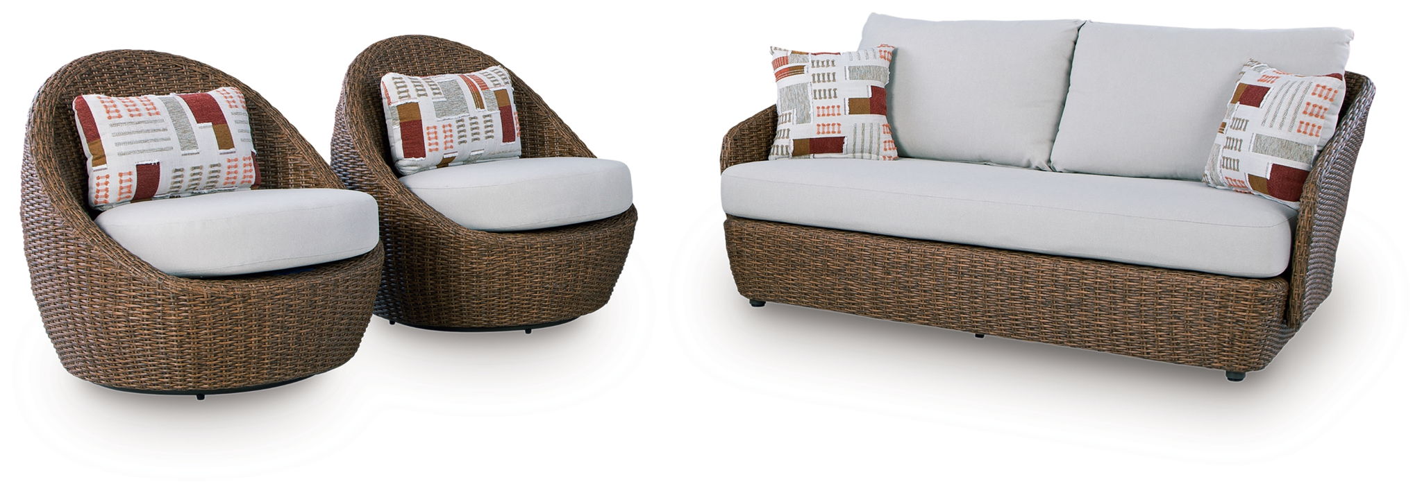 Double Point - Loveseat, Swivel Chairs Set (Set of 3) - Beige - Image 3