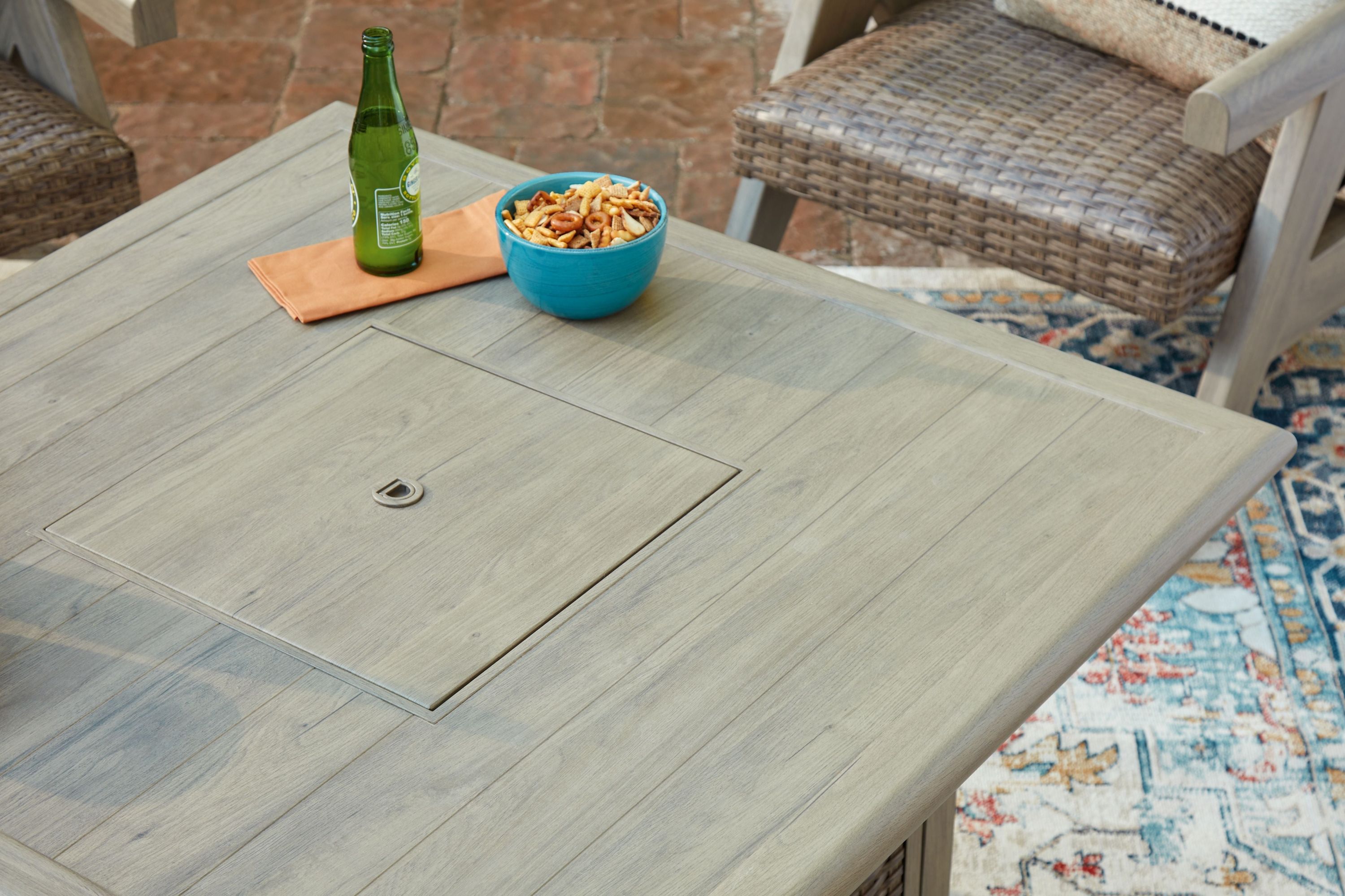 Cliff Trails - Square Fire Pit Table - Beige - Image 3