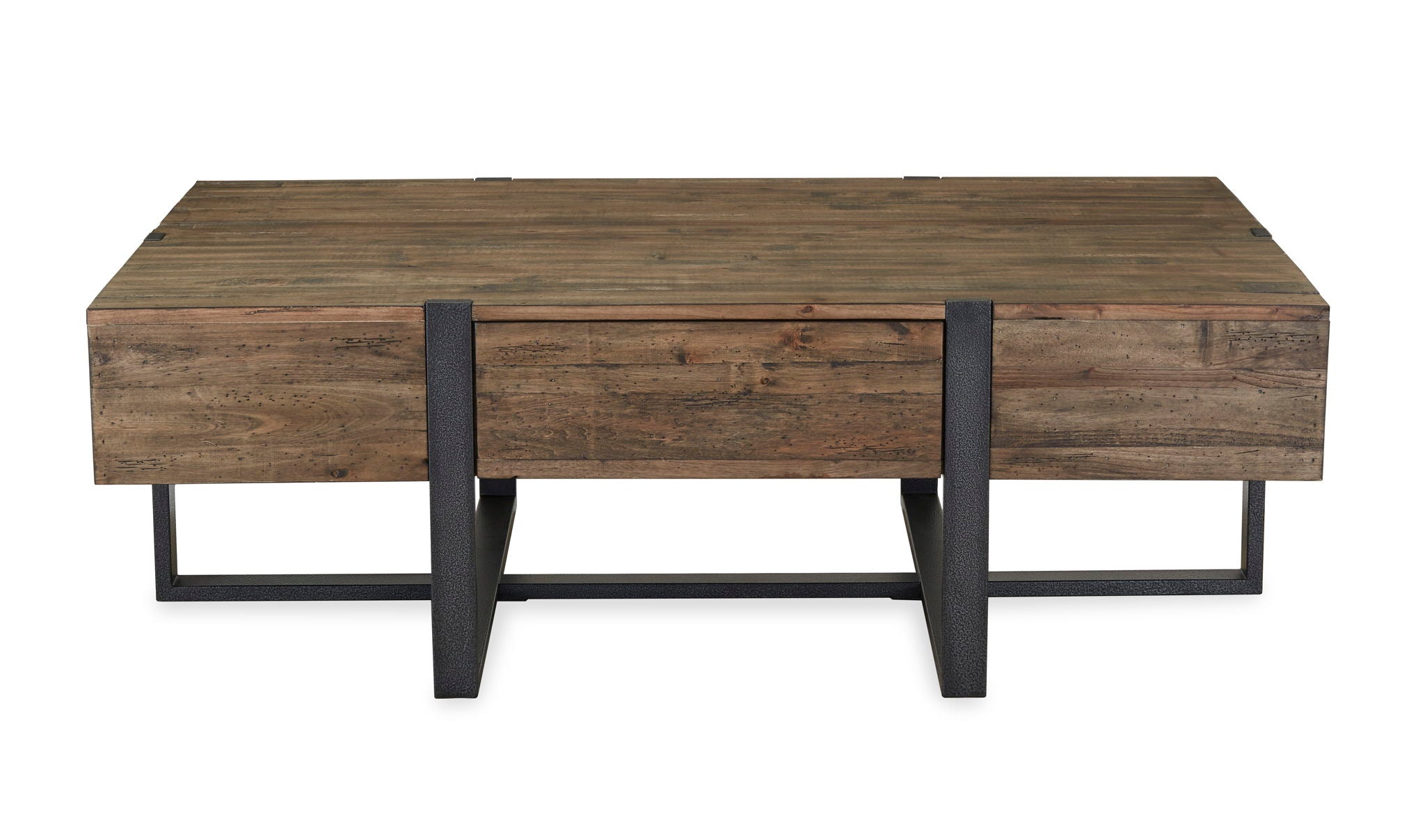 Prescott - Modern Reclaimed Wood Rectangular Cocktail Table - Rustic Honey - Image 2