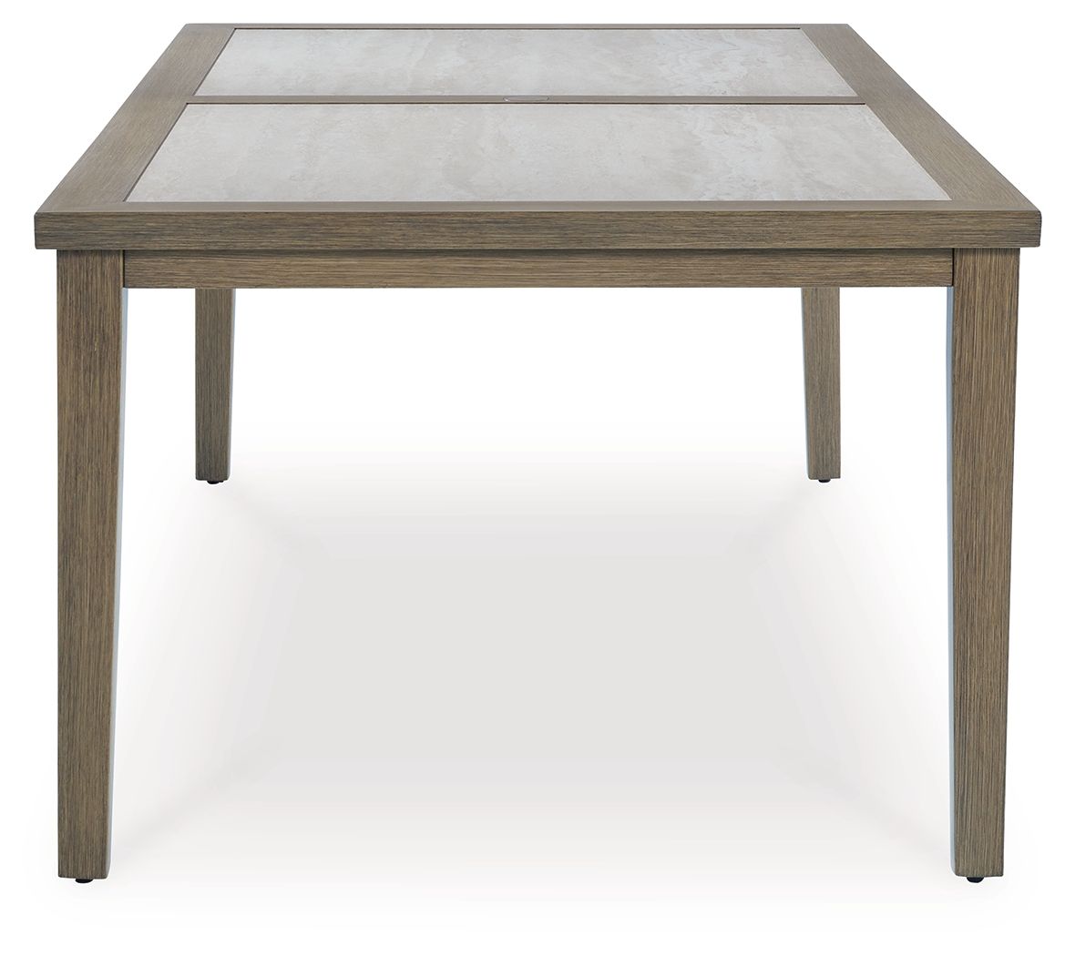 Rainier Ranch - Rectangle Dining Table With Umbrella Option - Brown / Beige - Image 3