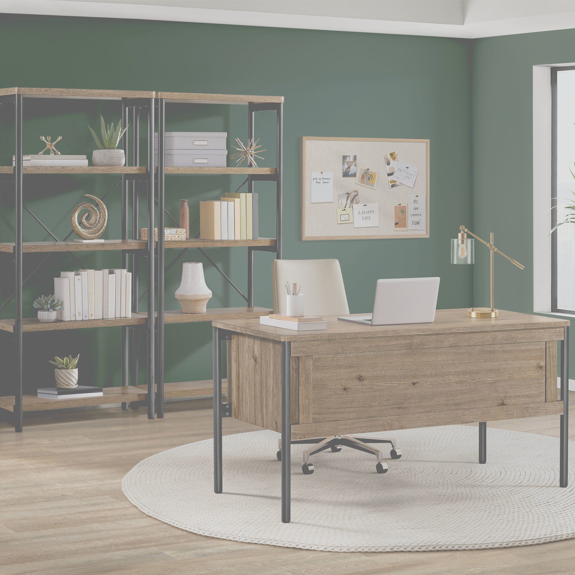 Norcross - 60" Half Ped Desk - Hickory - Image 3
