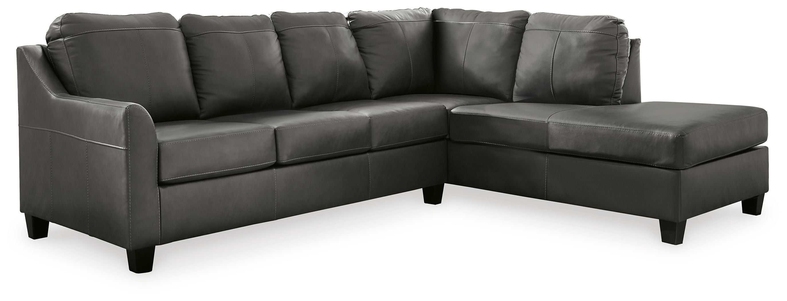 Valderno - 2-Piece Sectional With Raf Corner Chaise - Leather Match - Fog - Image 1
